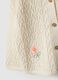 Girls' beige pure cotton cardigan with regular fit and embroidery_3