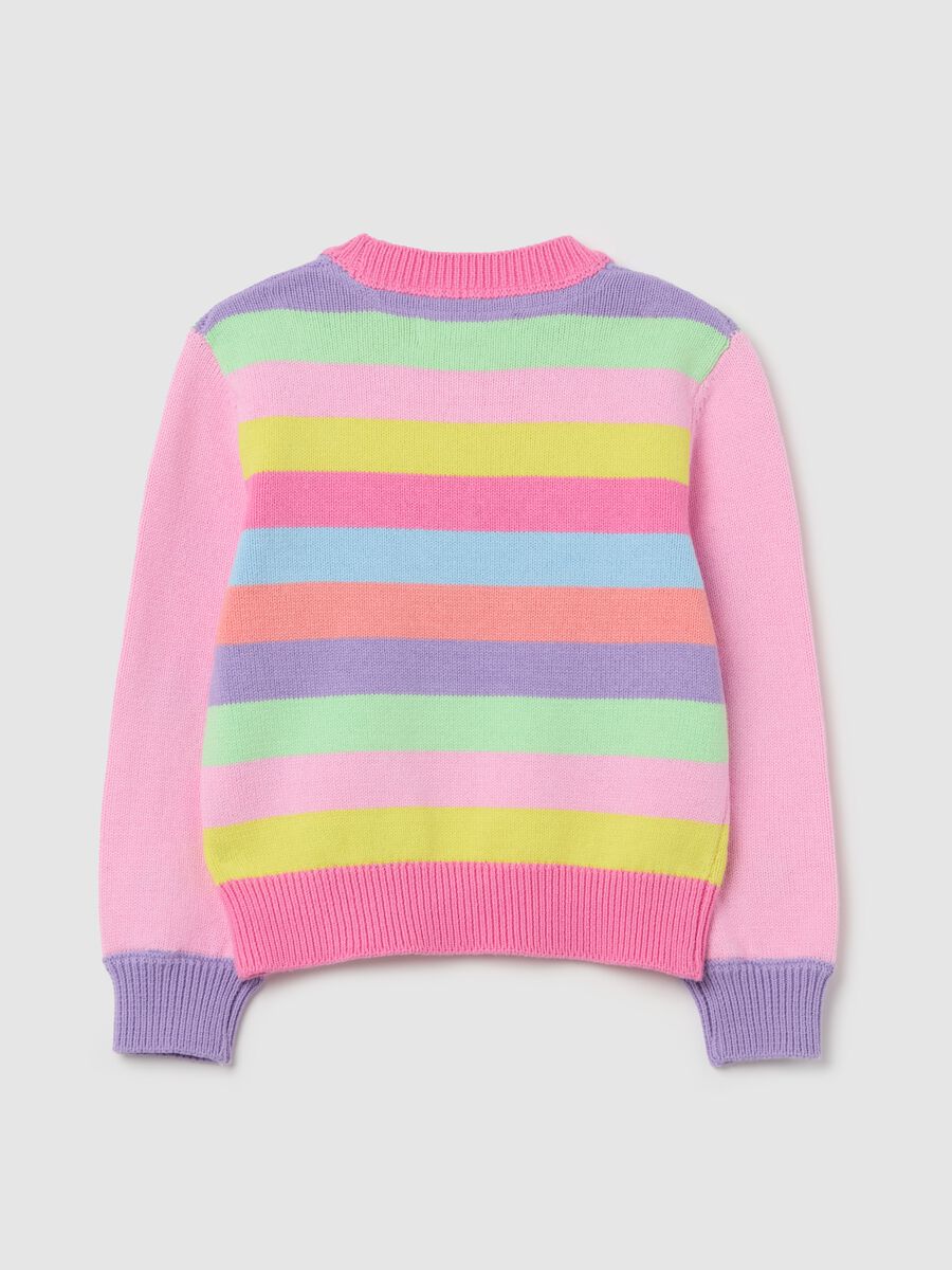 Striped cotton pullover with small flowers embroidery_1