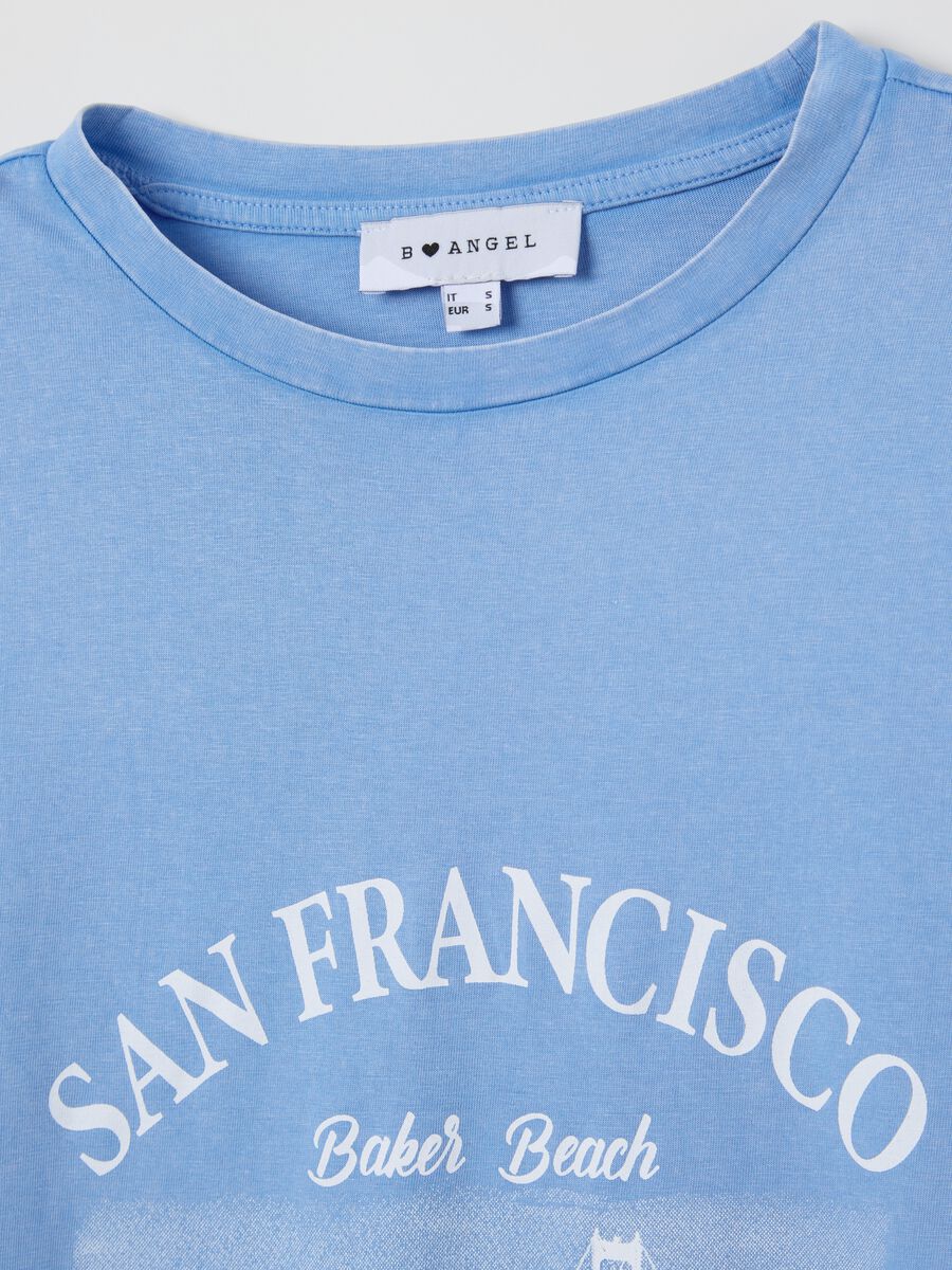 Light blue cotton T-shirt with city print_5