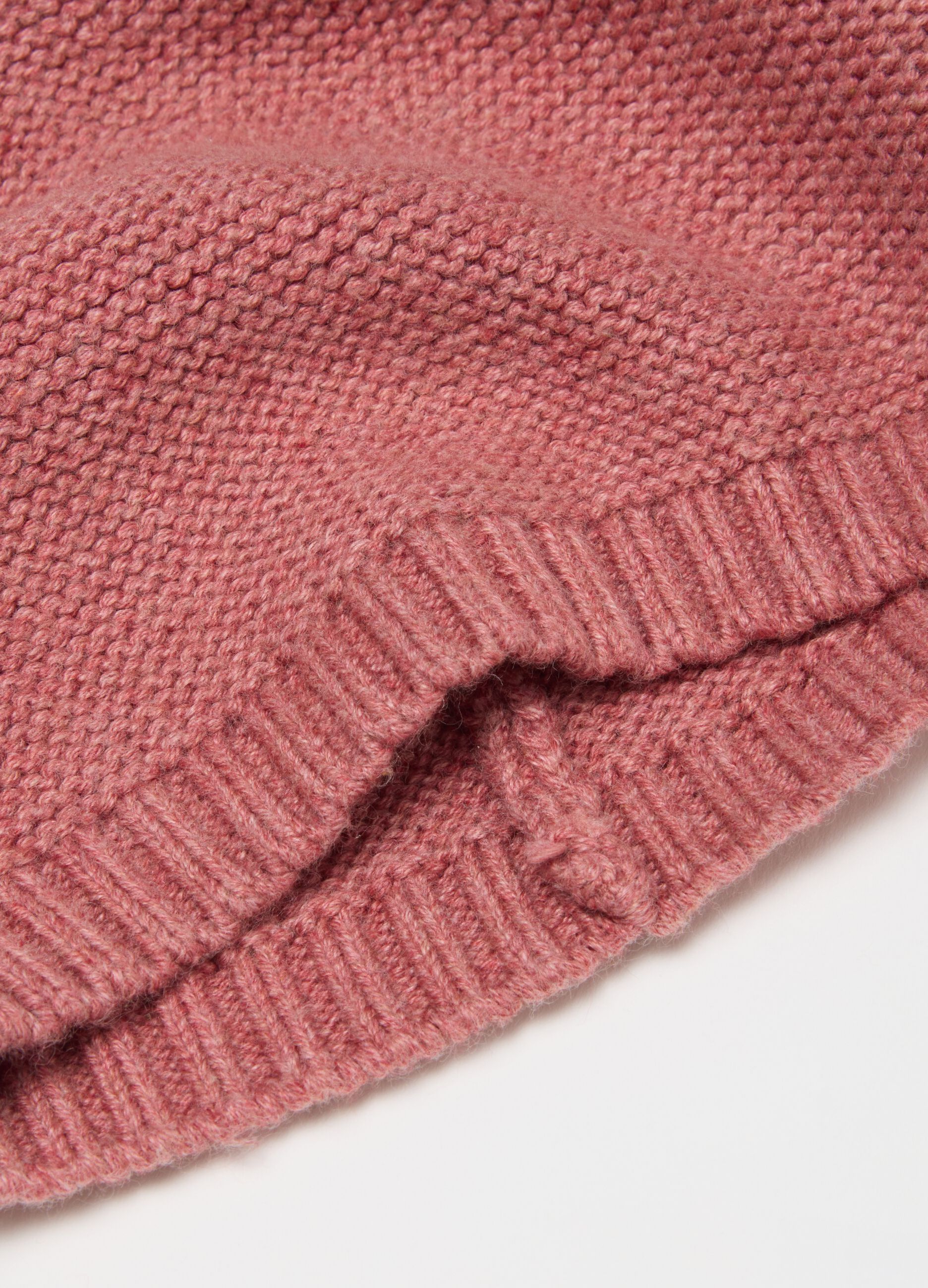 Girls' pink pure cotton hat with pom-poms