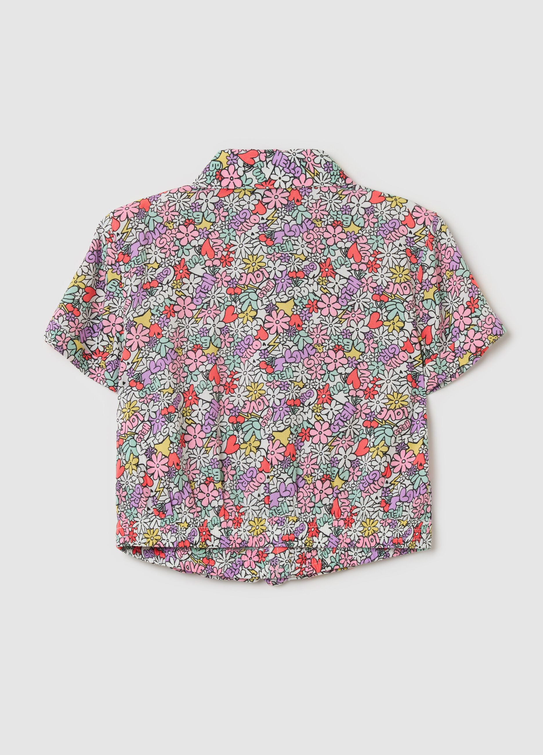 Camicia crop in fantasia floreale 