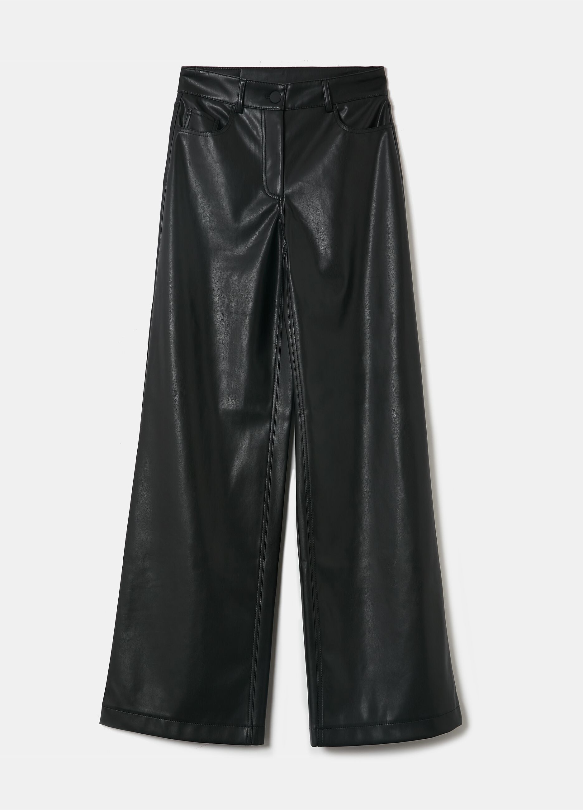 Pantaloni wide leg effetto lucido_4