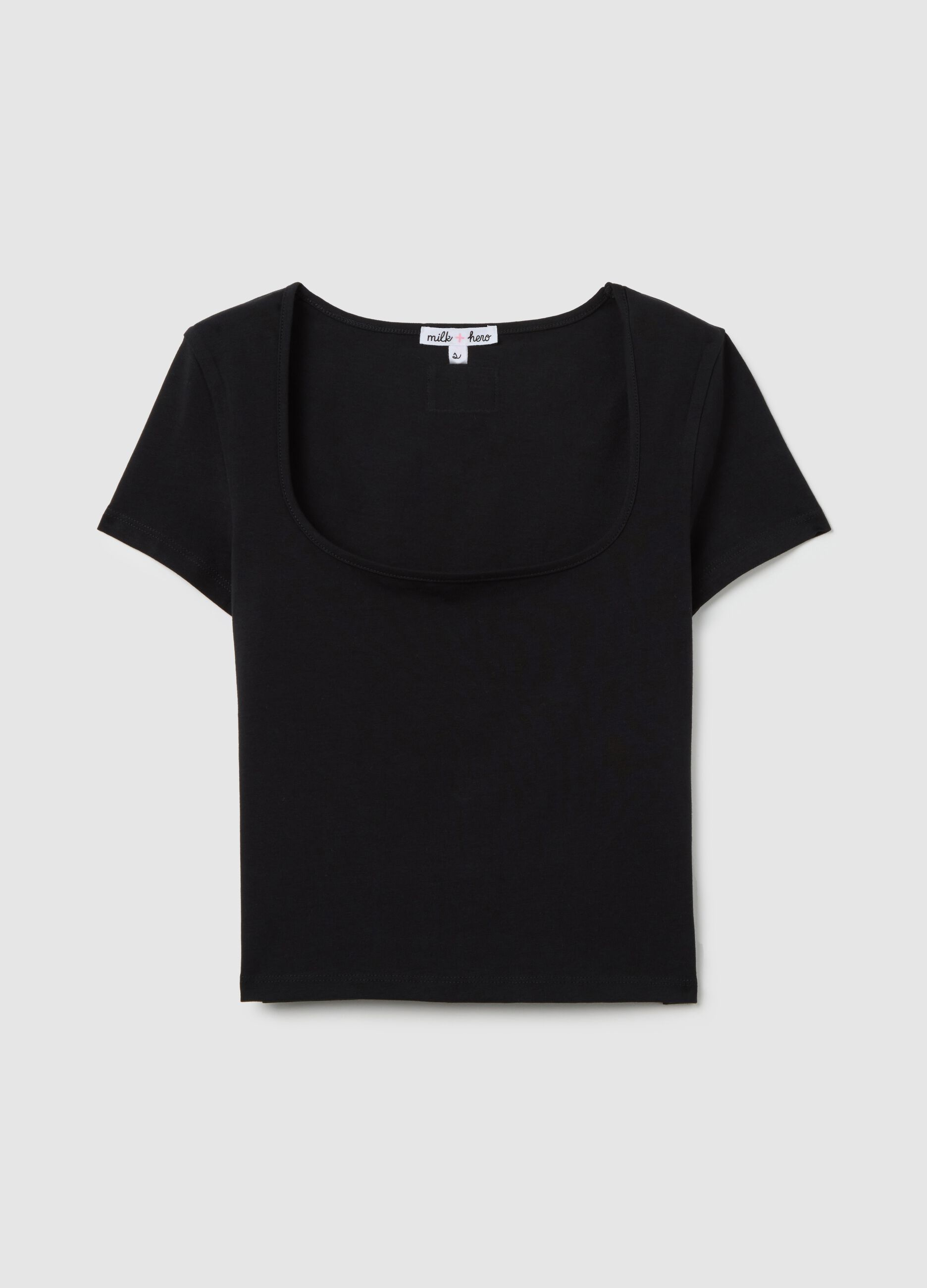Black T-shirt with square neckline
