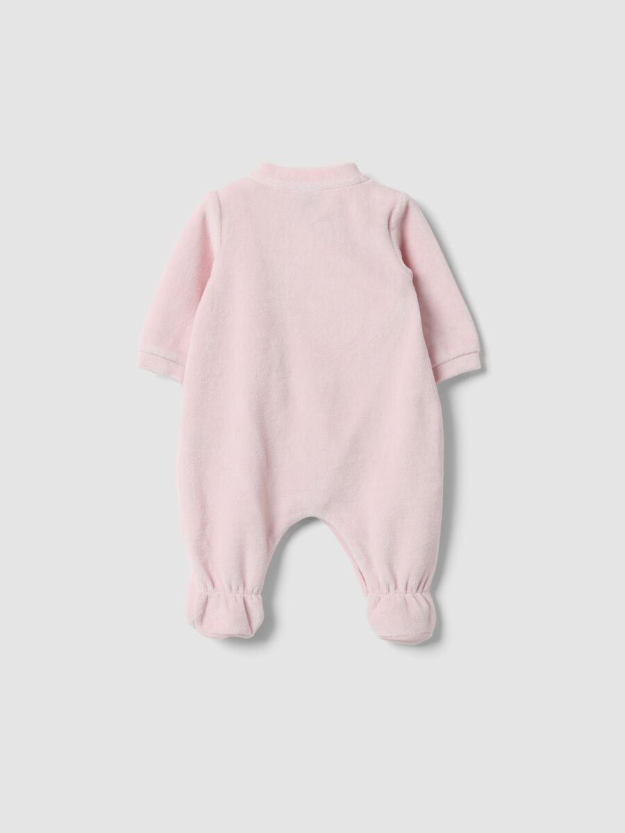Tutina rosa con piedini in misto cotone organico a tema Minnie per neonata_1