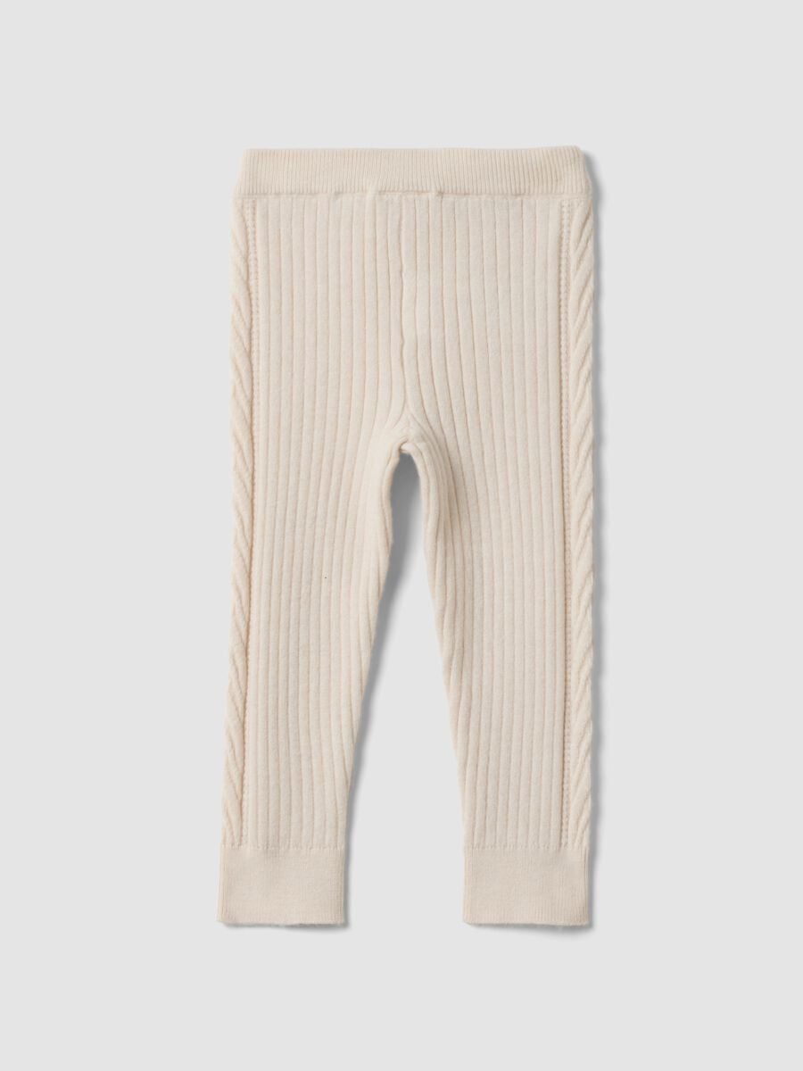 Leggings beige in misto viscosa a costine_1