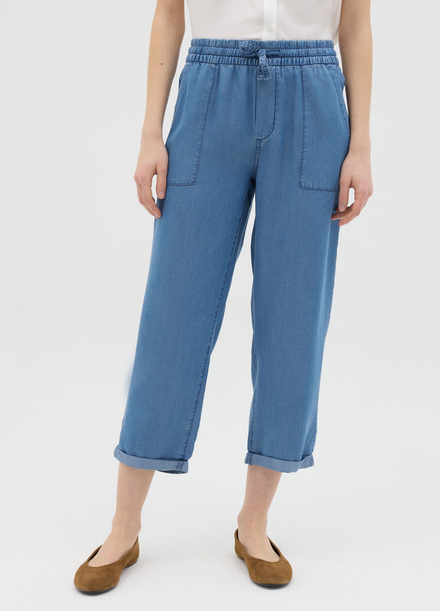 Blue relaxed-fit trousers in Lyocell