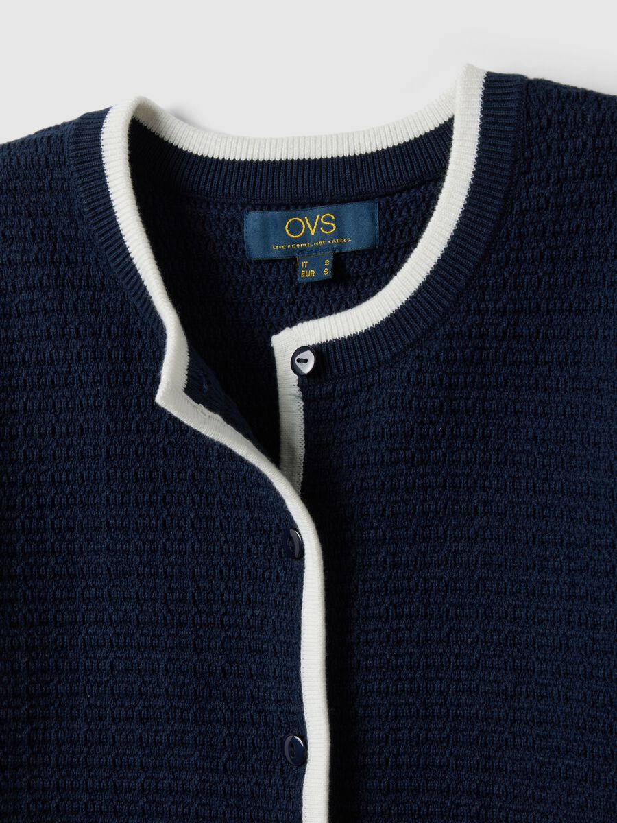 Cardigan blu in puro cotone regular fit con bottoni_5