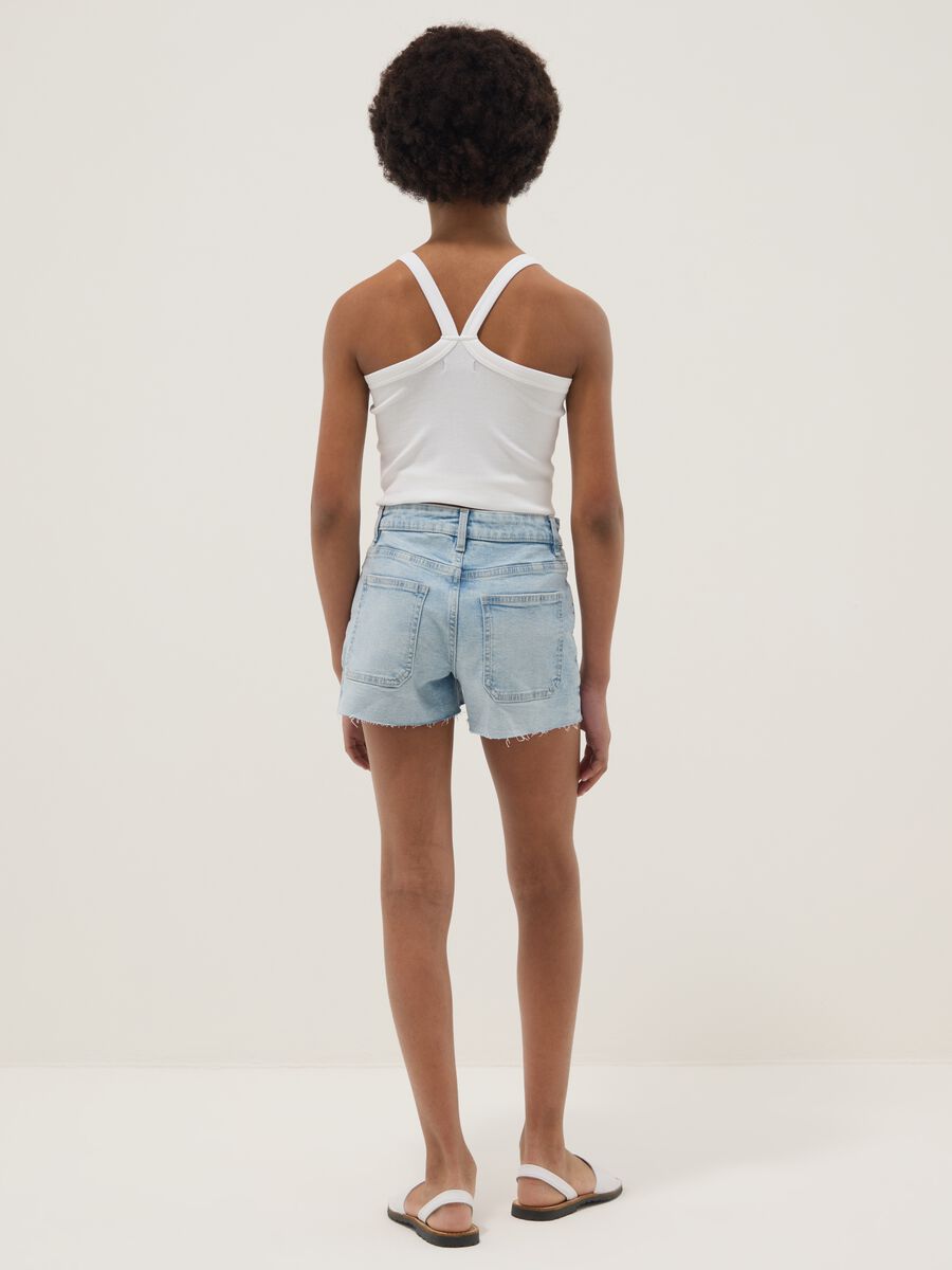 Shorts azzurri in cotone denim elasticizzato per ragazze_1
