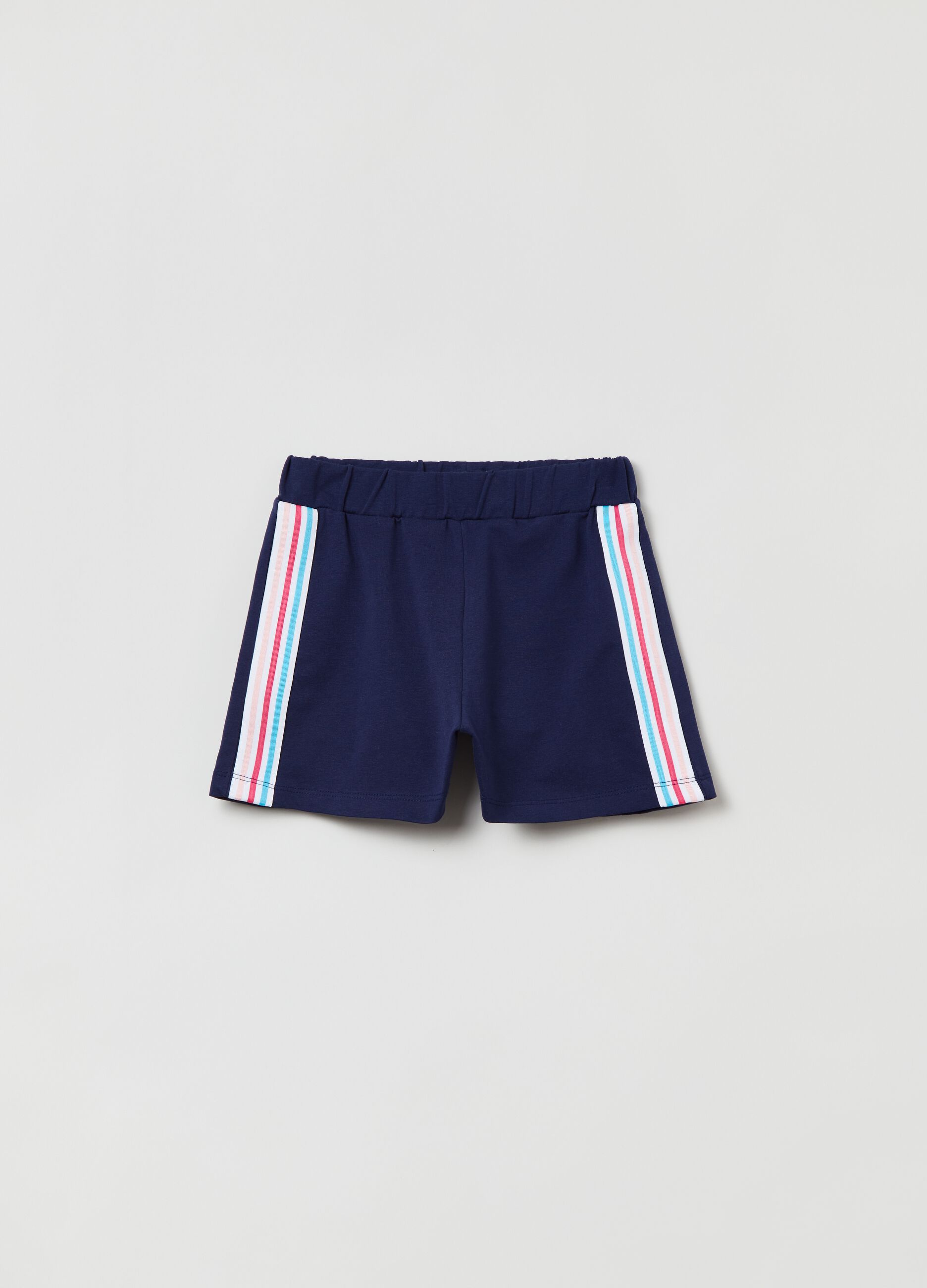 Cotton shorts with multicoloured bands