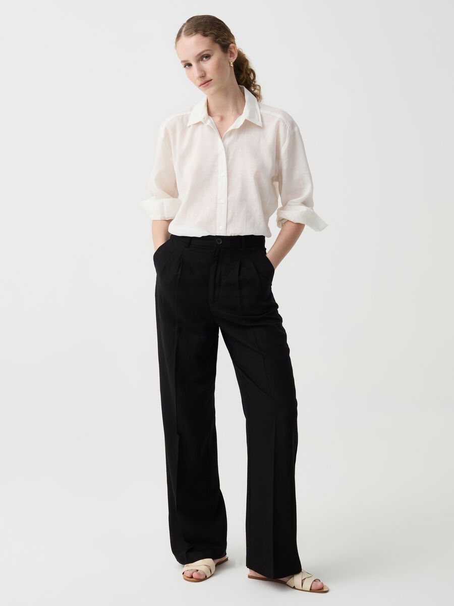 Wide-leg trousers with darts_0