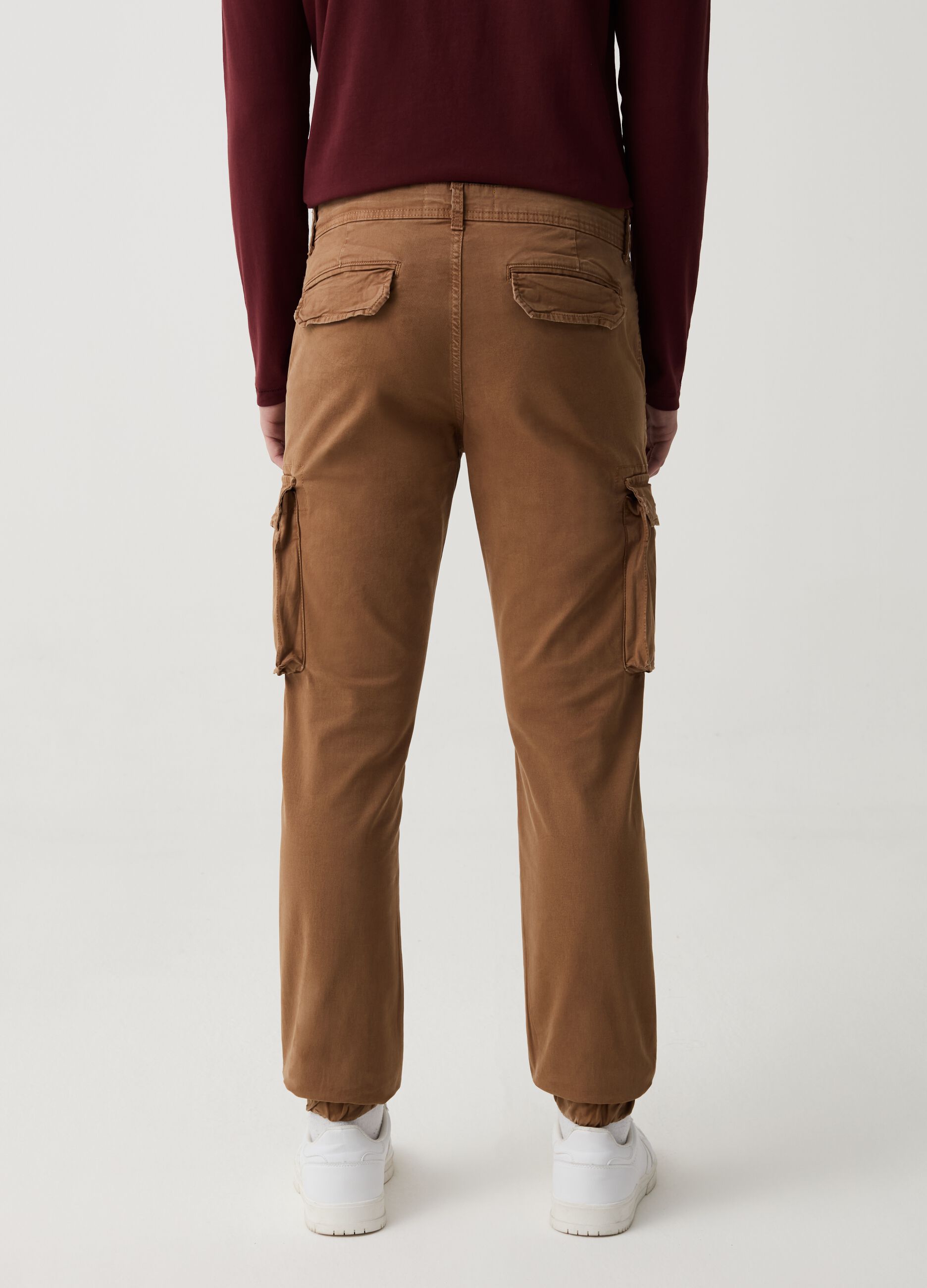 Slim-fit cuff-hem cargo trousers