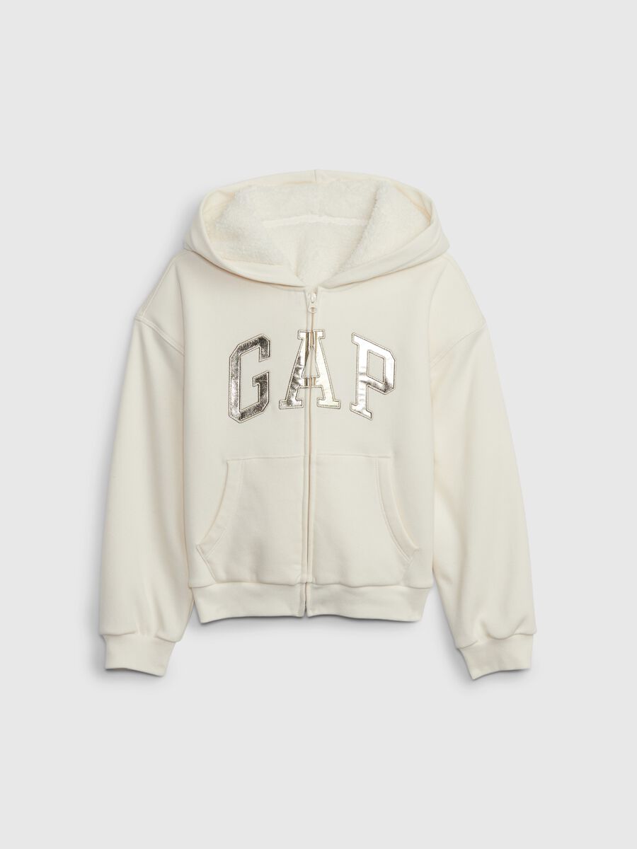 Full-zip ricamo logo effetto metallizzato_0