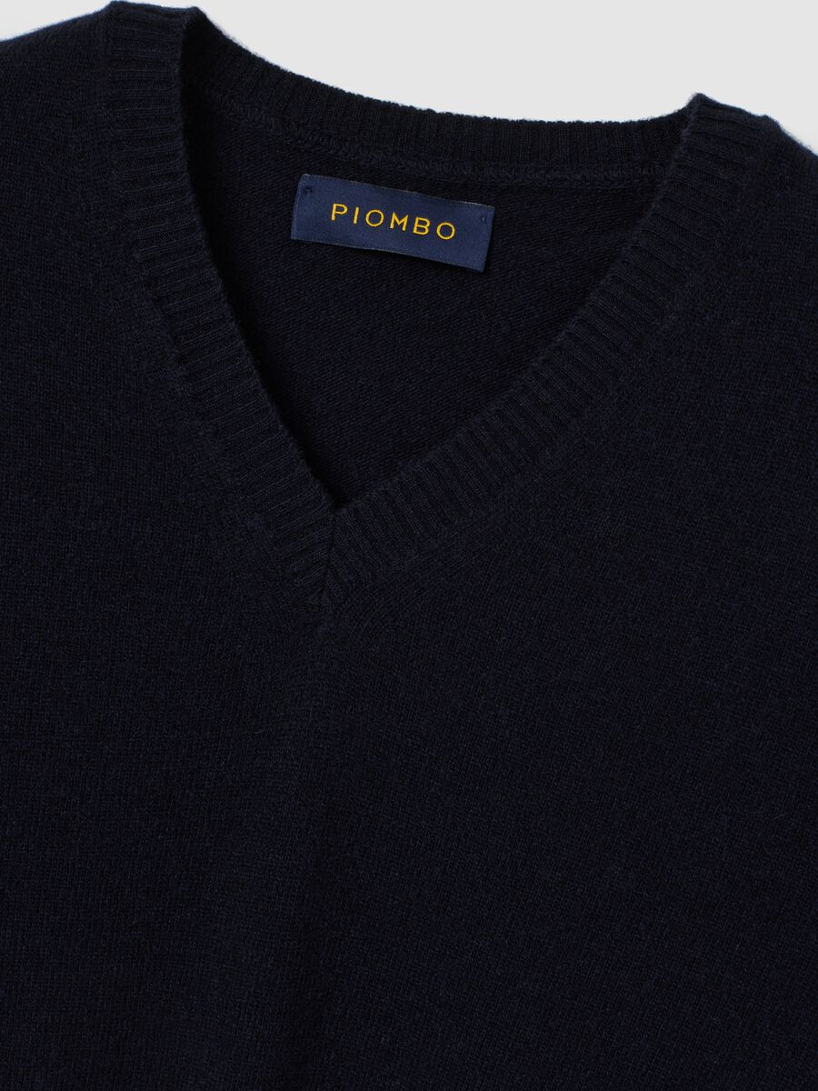 Maglione in pura lana d'agnello blu regular fit_1