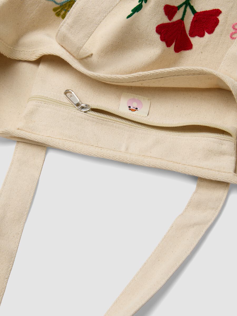 Beige pure cotton shopper bag with embroidery_2