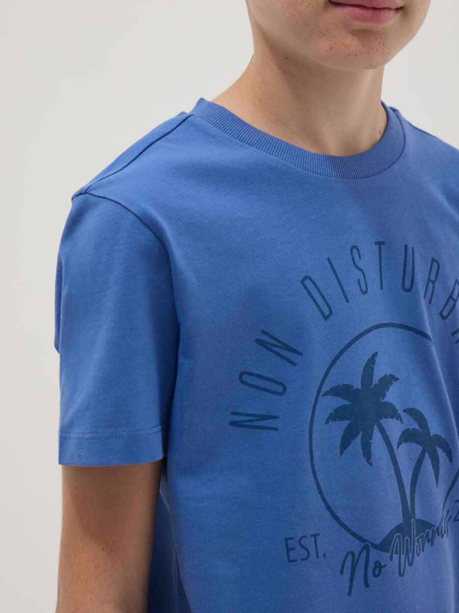 T-shirt blu a maniche corte in puro cotone organico_2