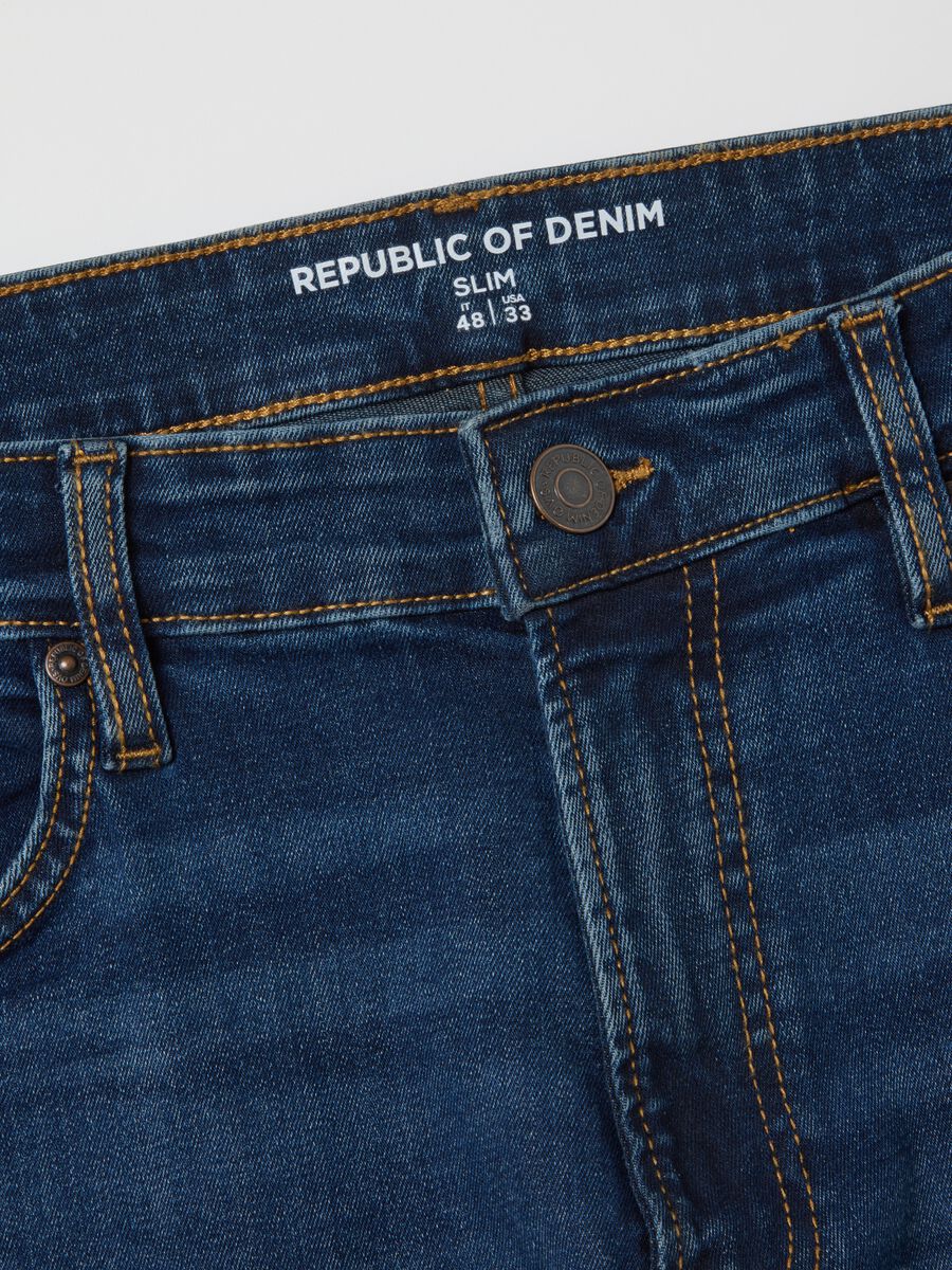 Blue Slim Fit Denim Trousers_1