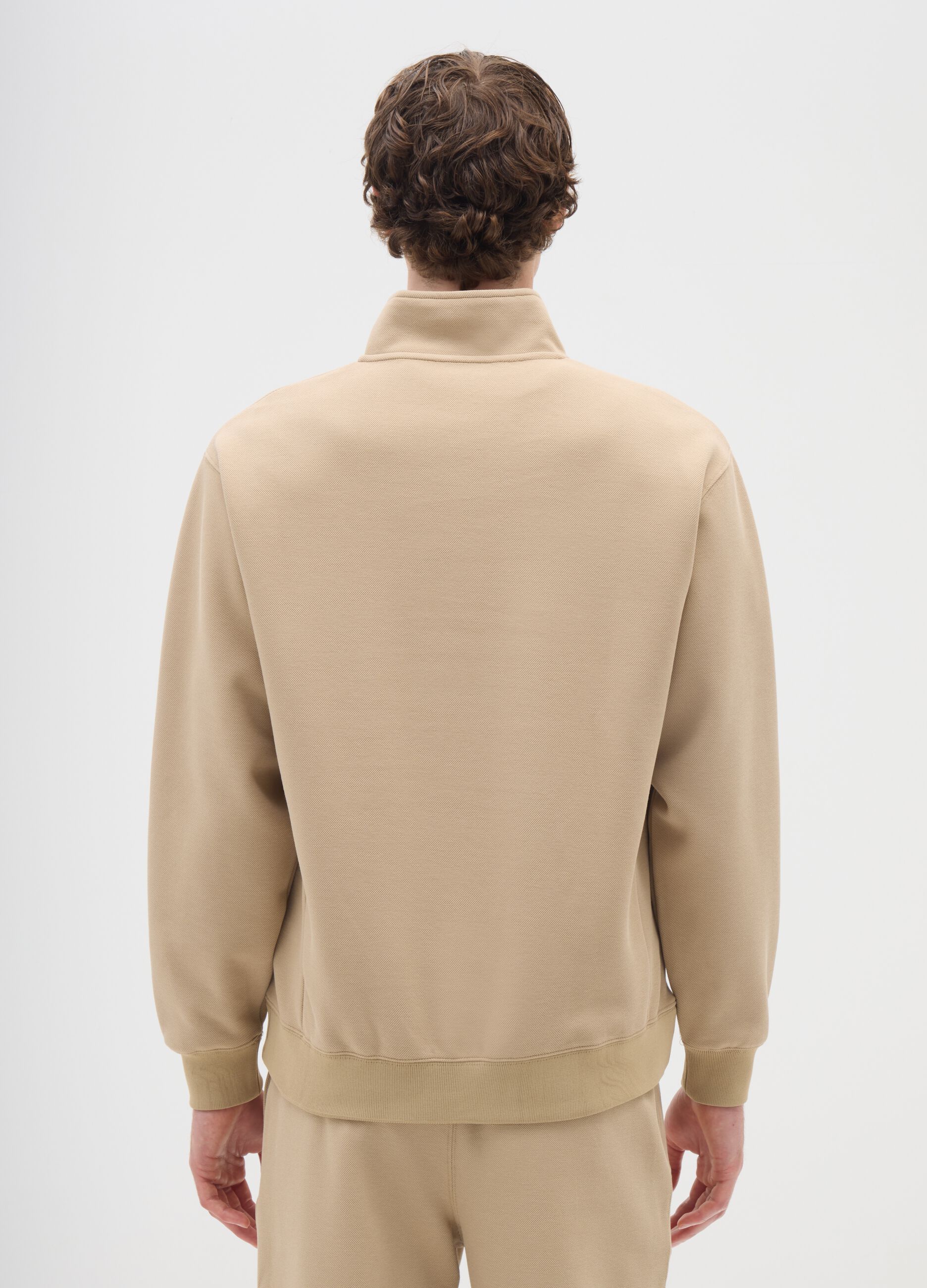 Beige Half-Zip Sweatshirt