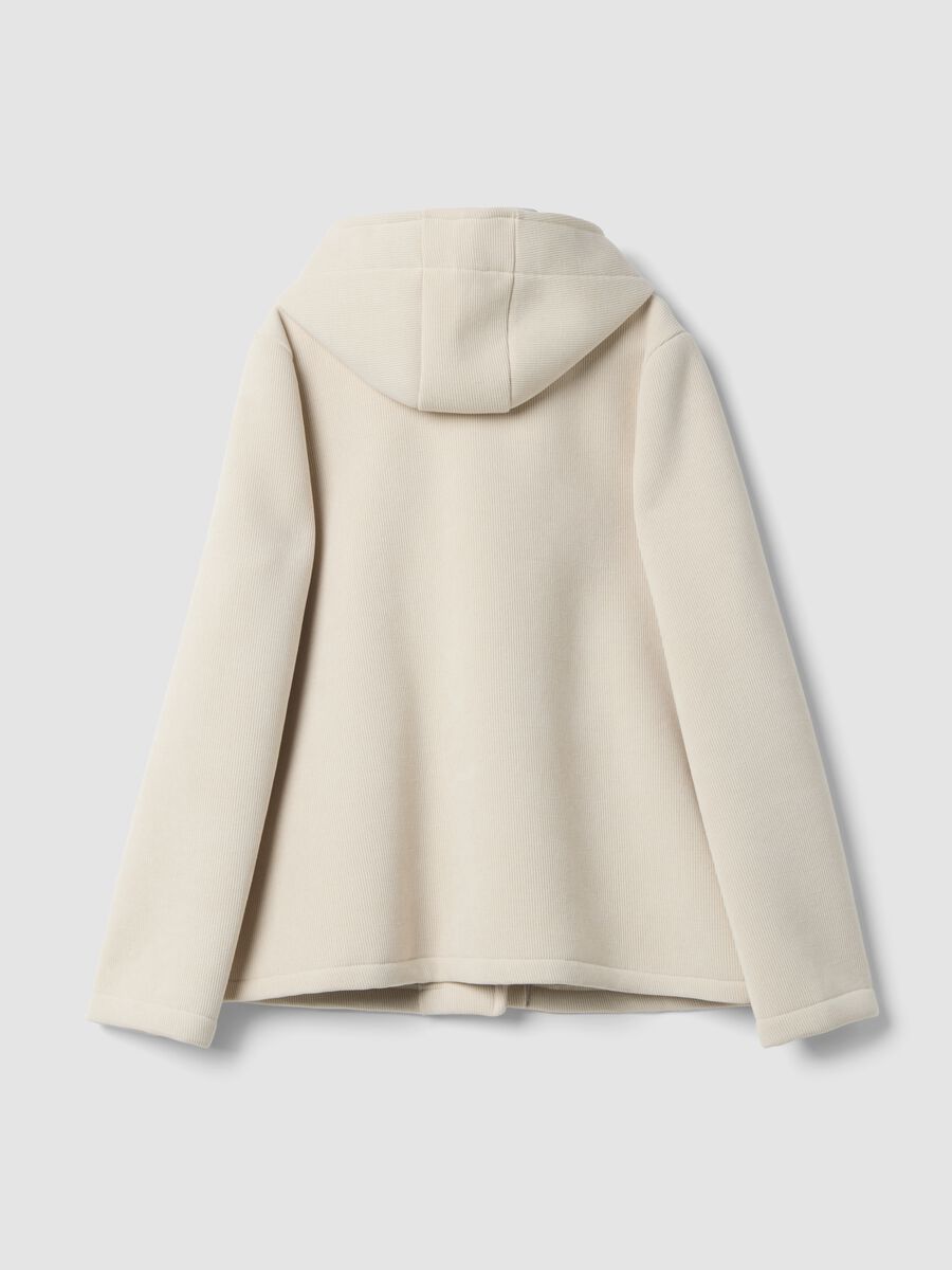 Beige regular-fit stretch viscose coat with hood_6