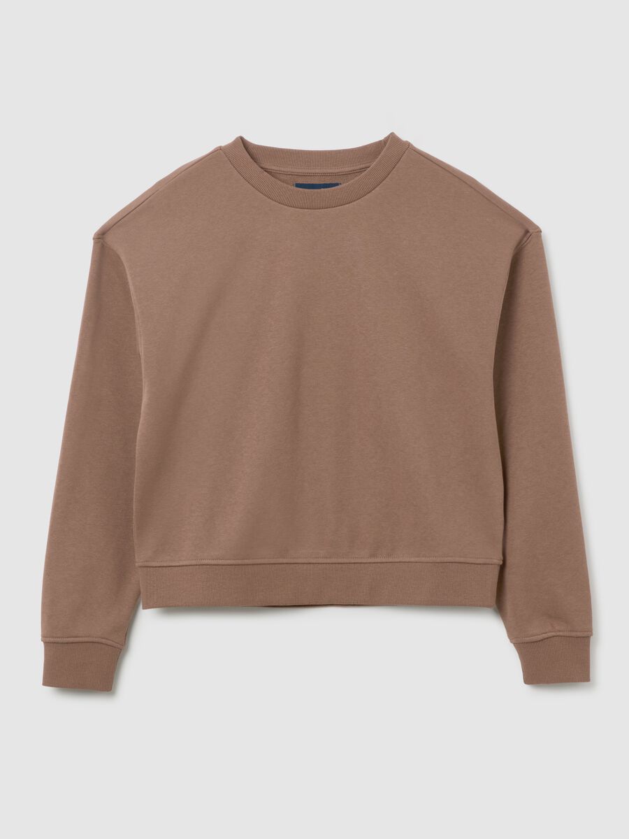 Brown cotton blend sweatshirt regular fit_4