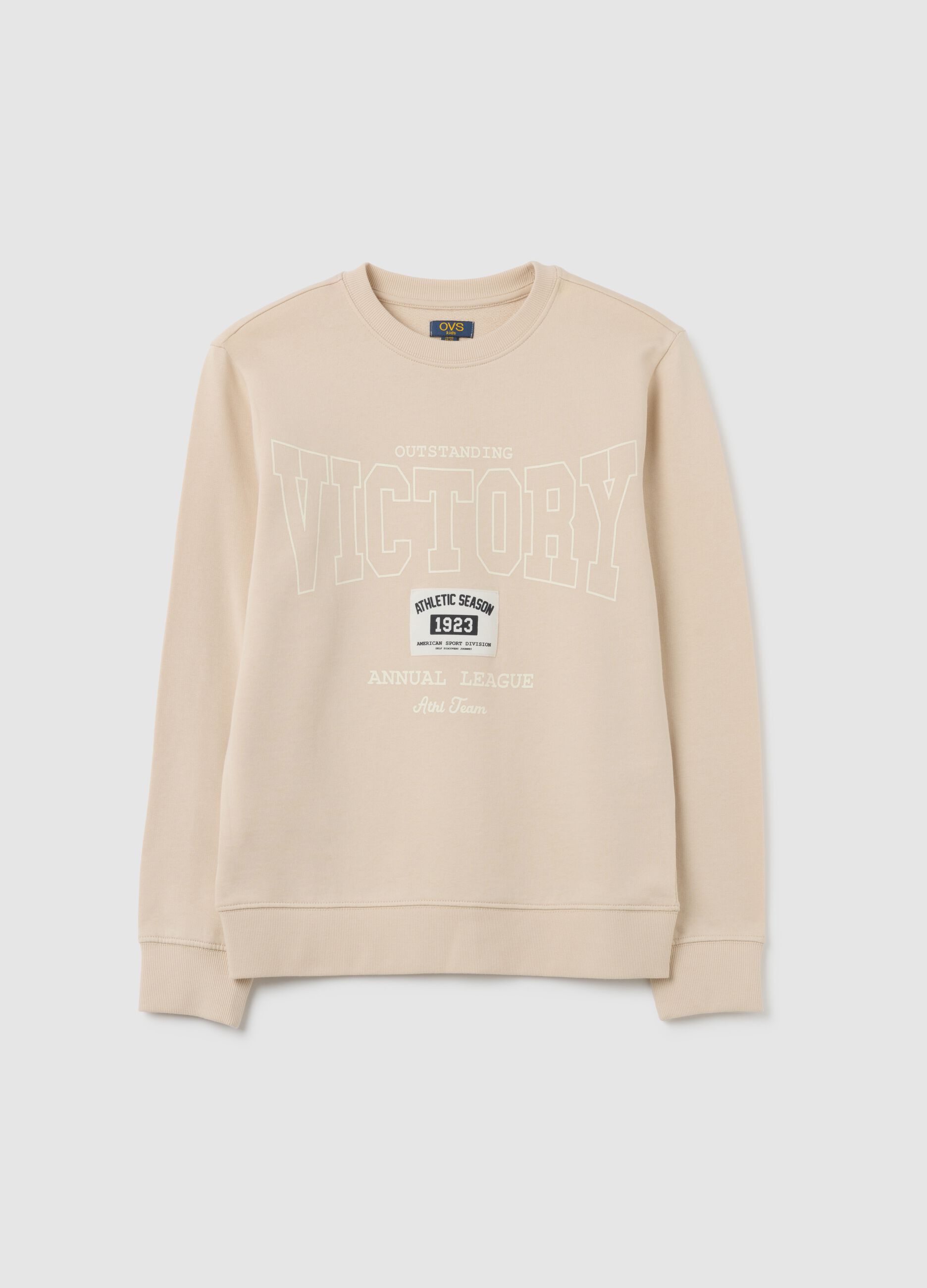 Boys' Beige Pure Cotton Sweatshirt - Regular Fit