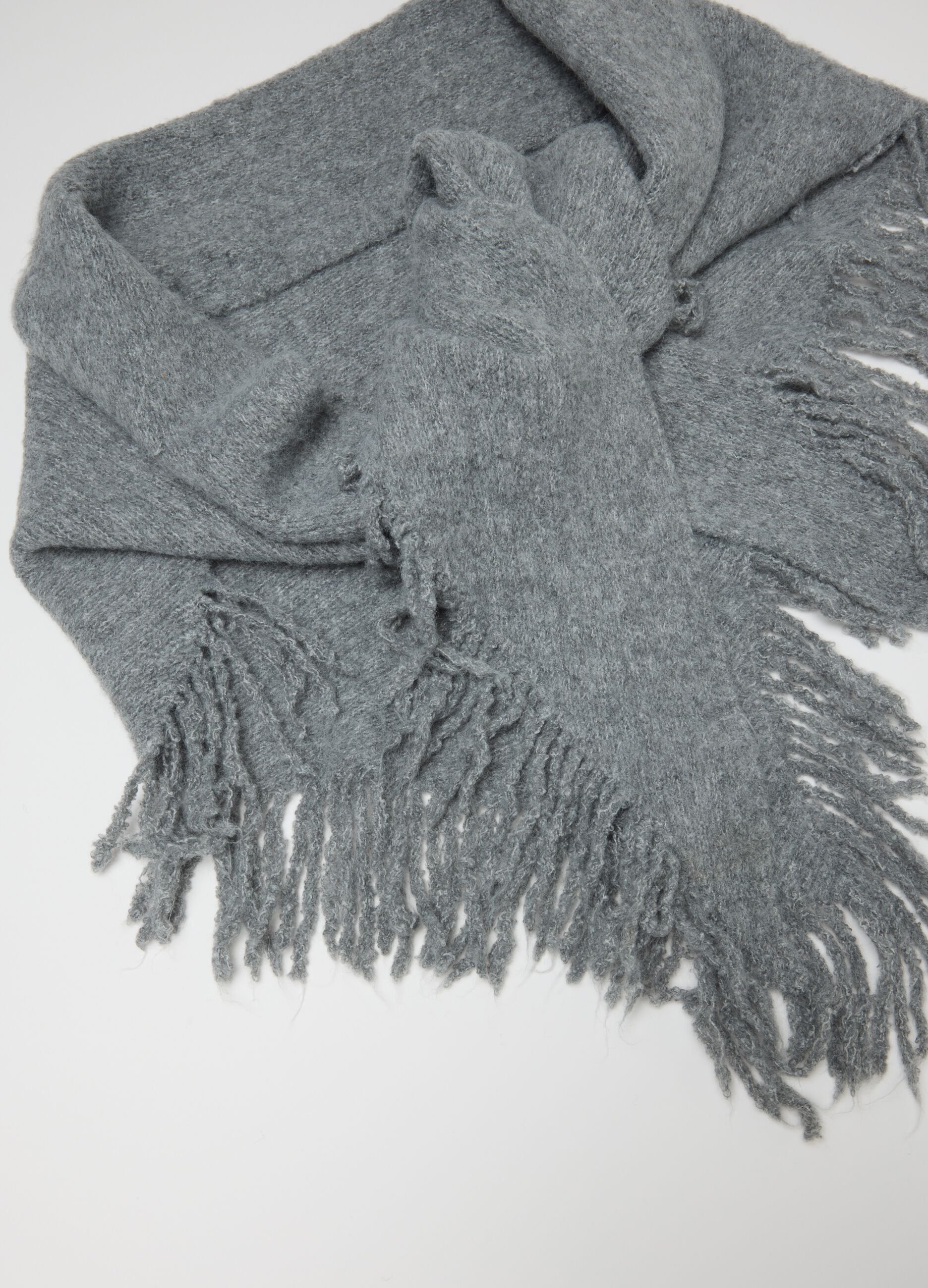 Grey Scarf with Fringes