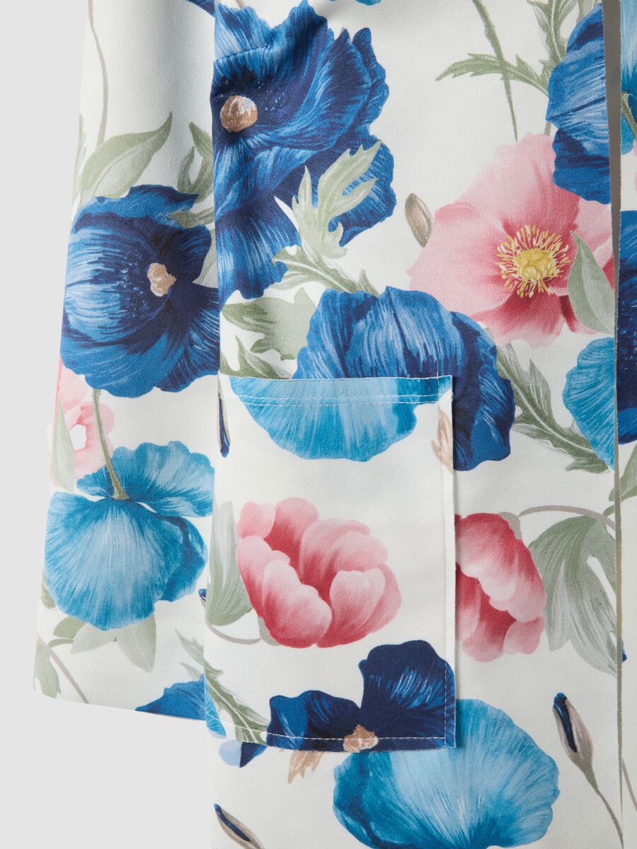 Multicolour collarless floral blazer, regular fit_5
