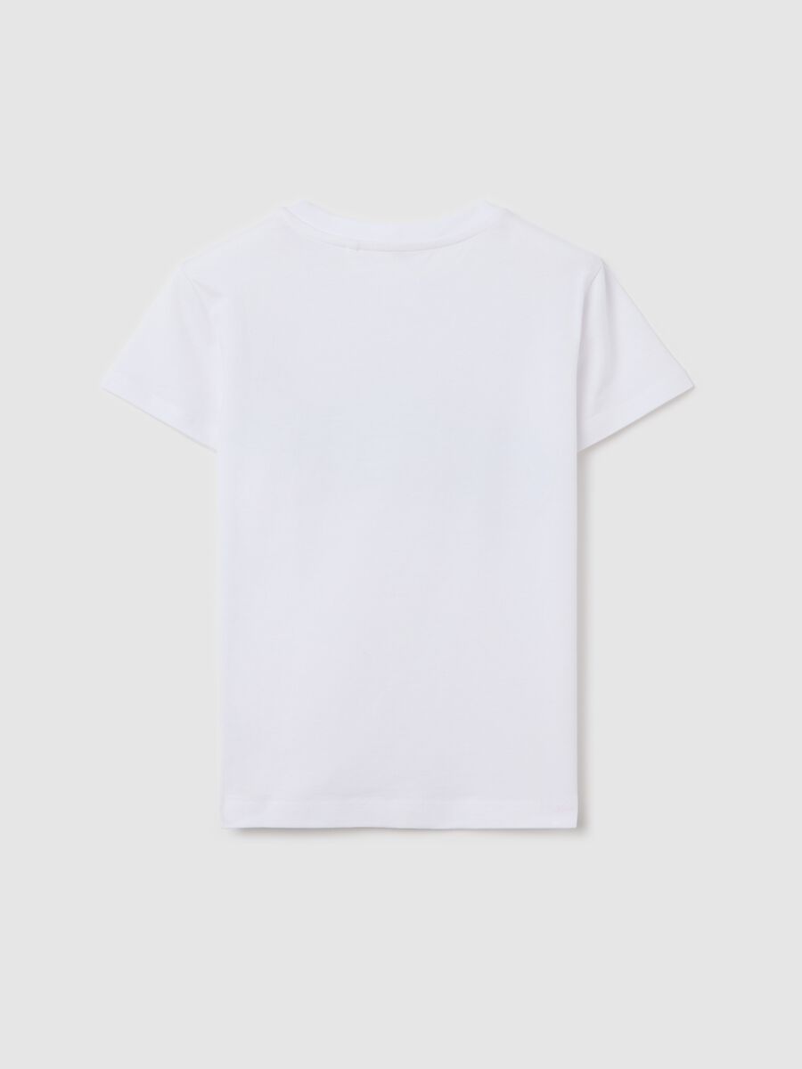 White stretch cotton T-shirt with print_4