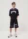 Children's black and purple regular fit shorts with Lakers print_0