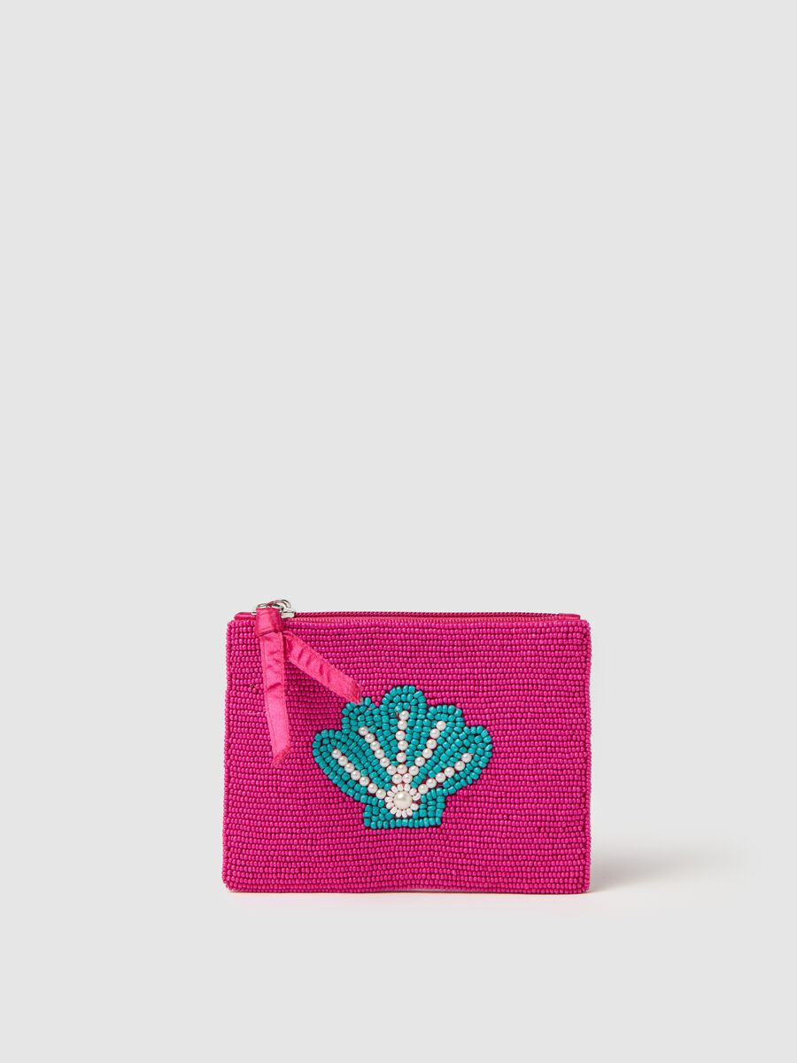 Pink glass purse with decoration_0