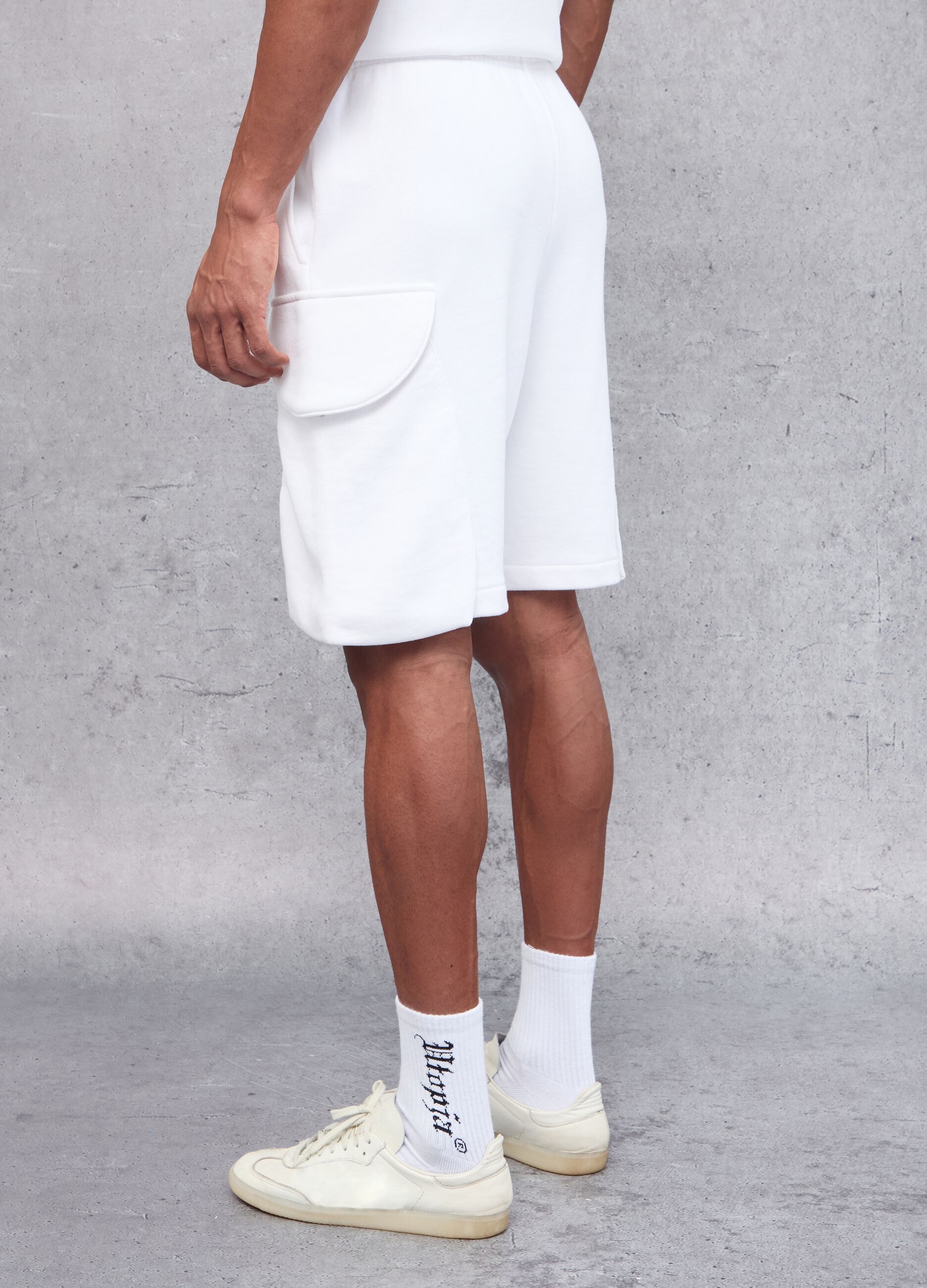 White Cargo Sweat Shorts