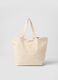 Beige pure cotton shopper bag with embroidery_1