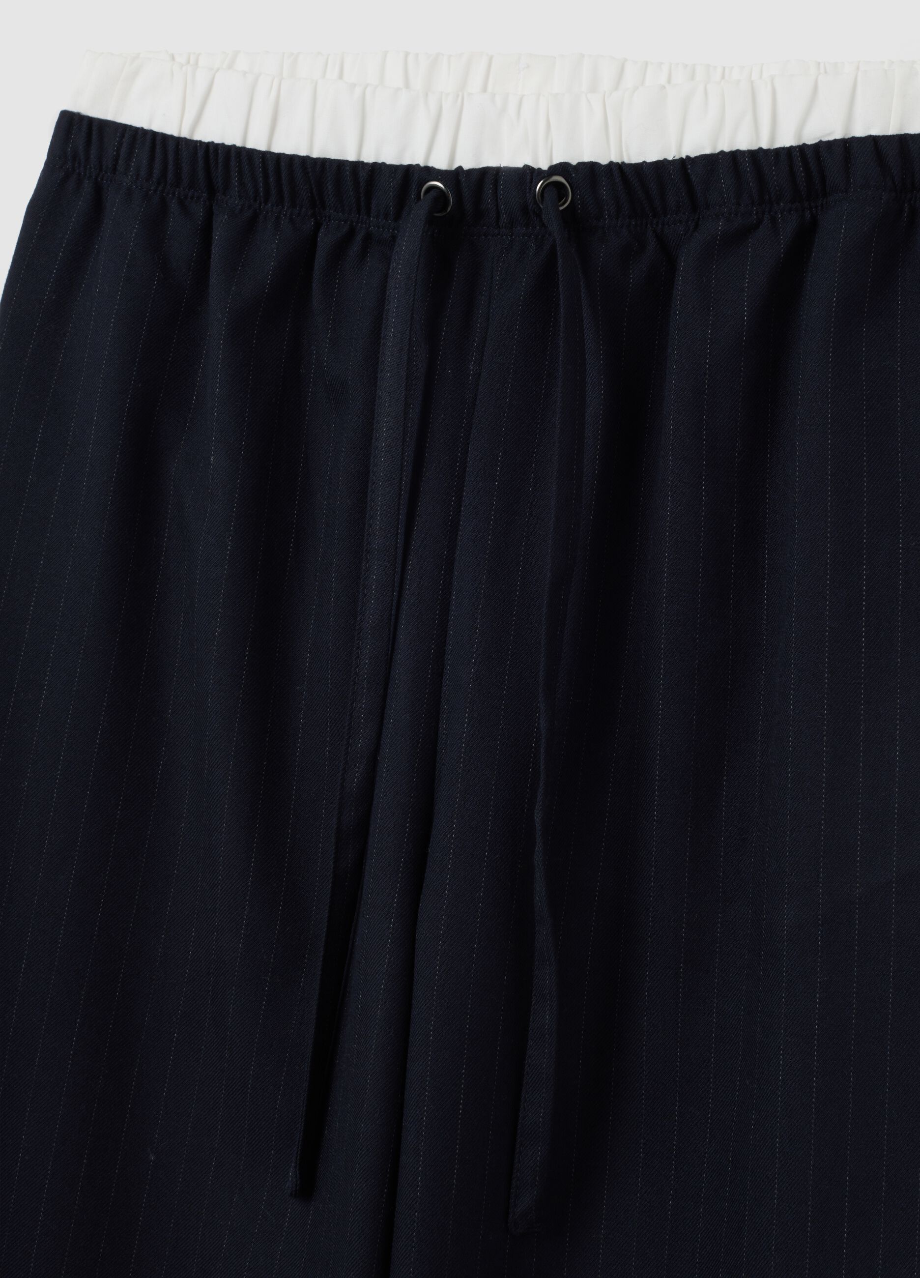 Blue Check Wide Leg Trousers