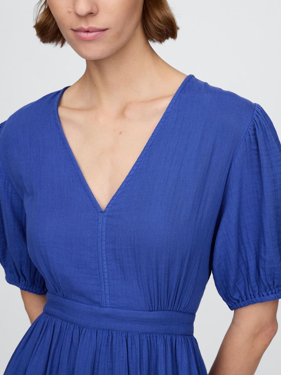Blue Midi Dress with Short Sleeves_2