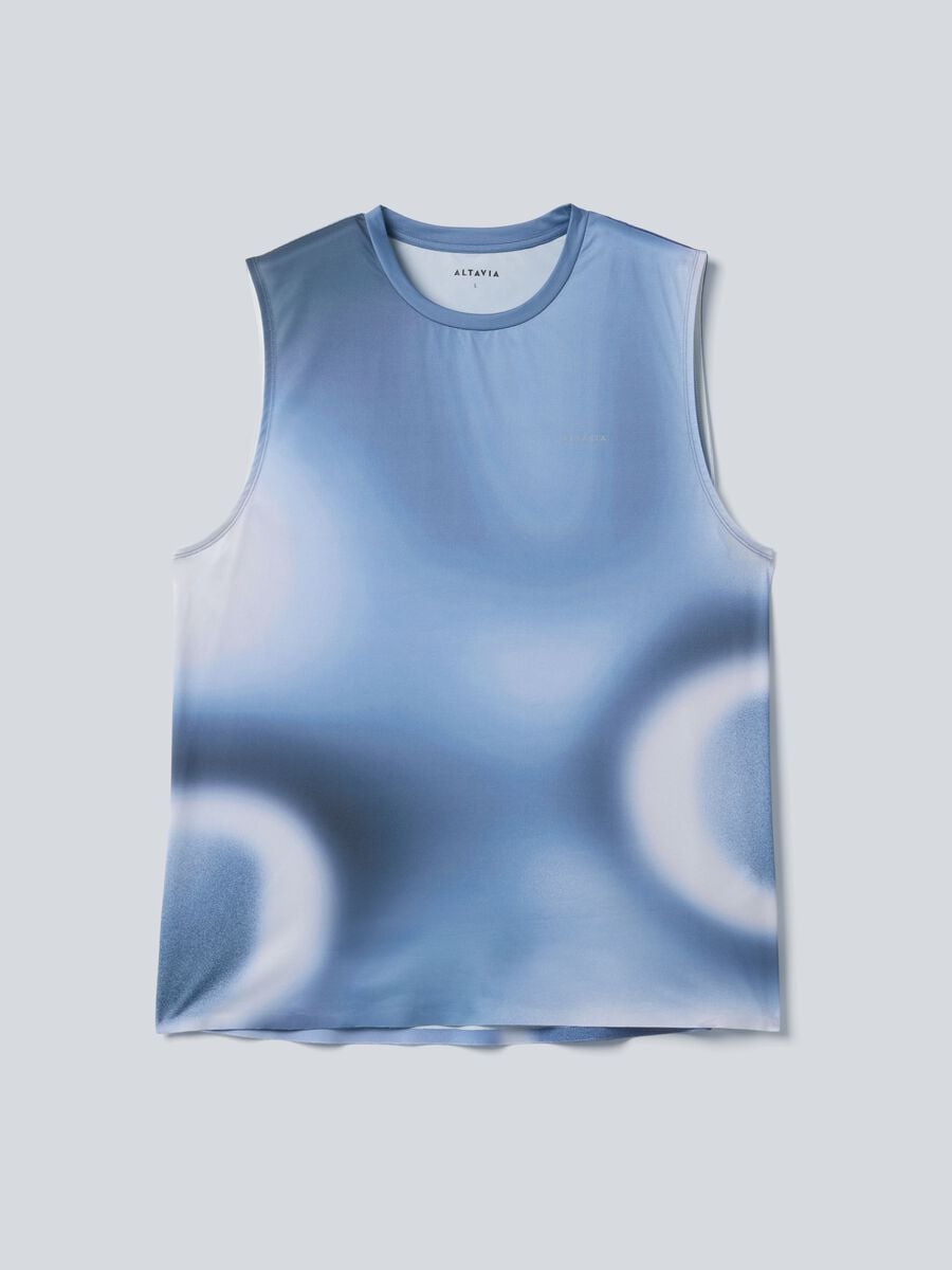 Tank Top azzurra in tessuto elasticizzato ed effetto tie dye ALTAVIA COURT_4