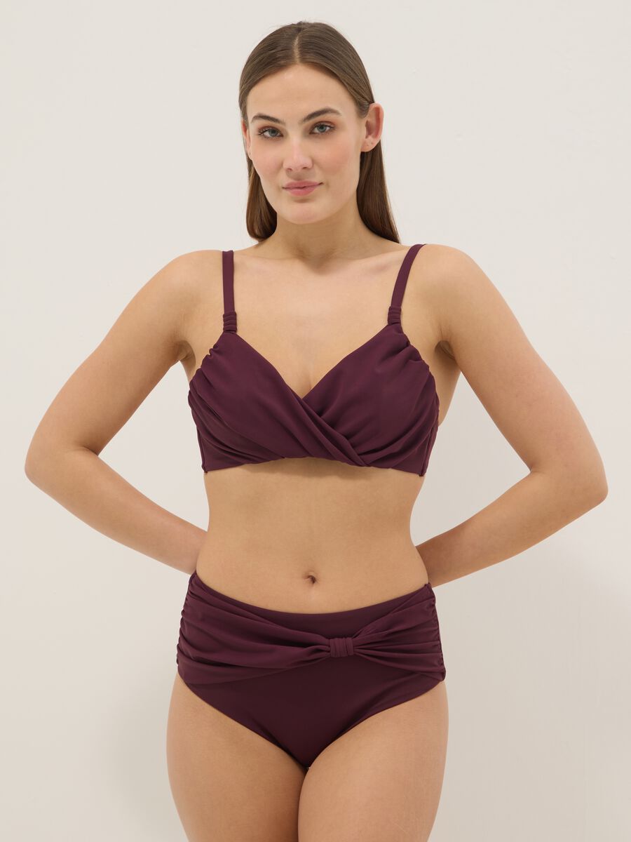 Top bikini viola in tessuto elasticizzato con effetto shaping_2