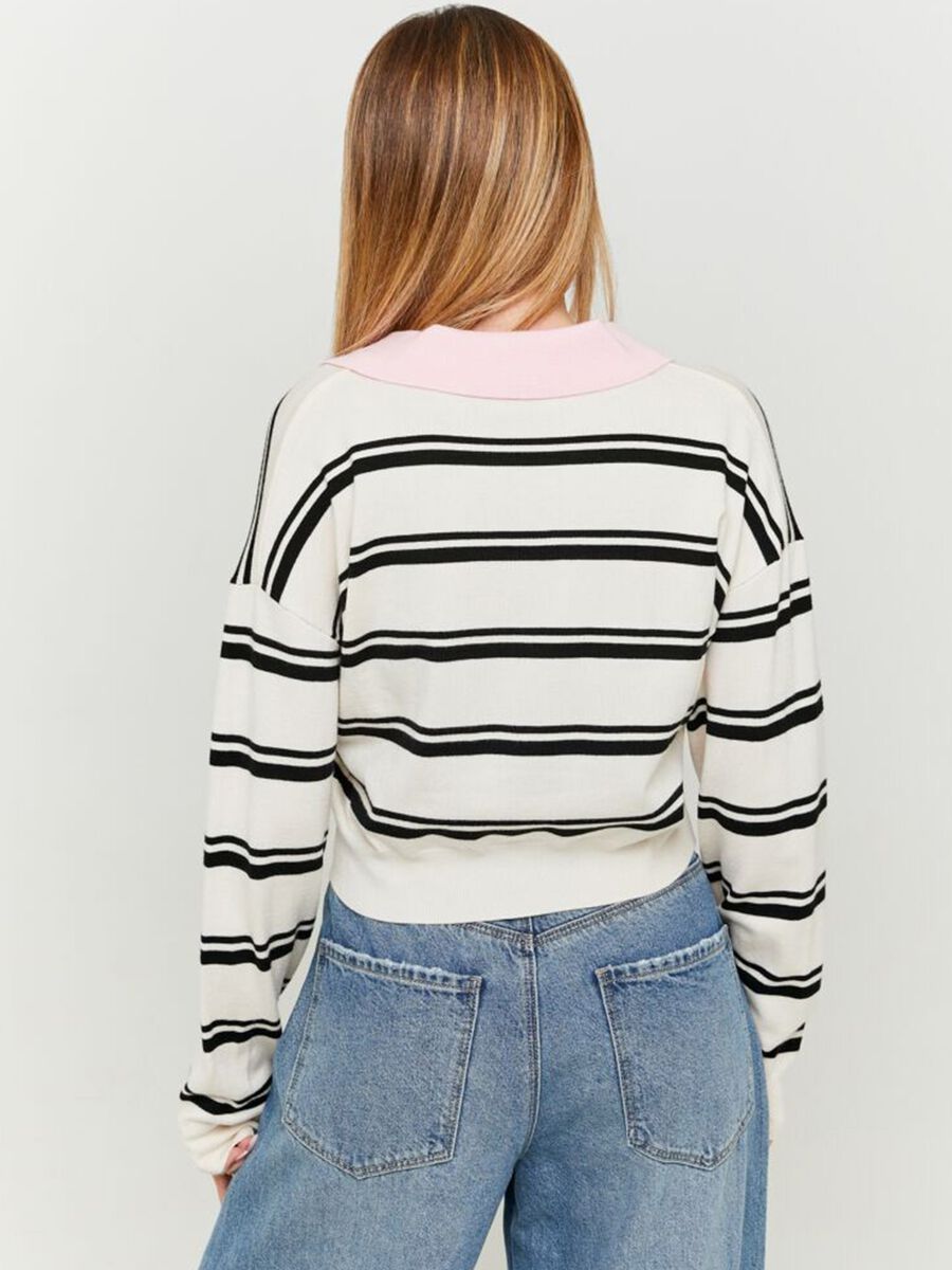Maglione da donna in misto bianco e nero_1