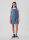 Short sleeveless dress in denim with buttons_0