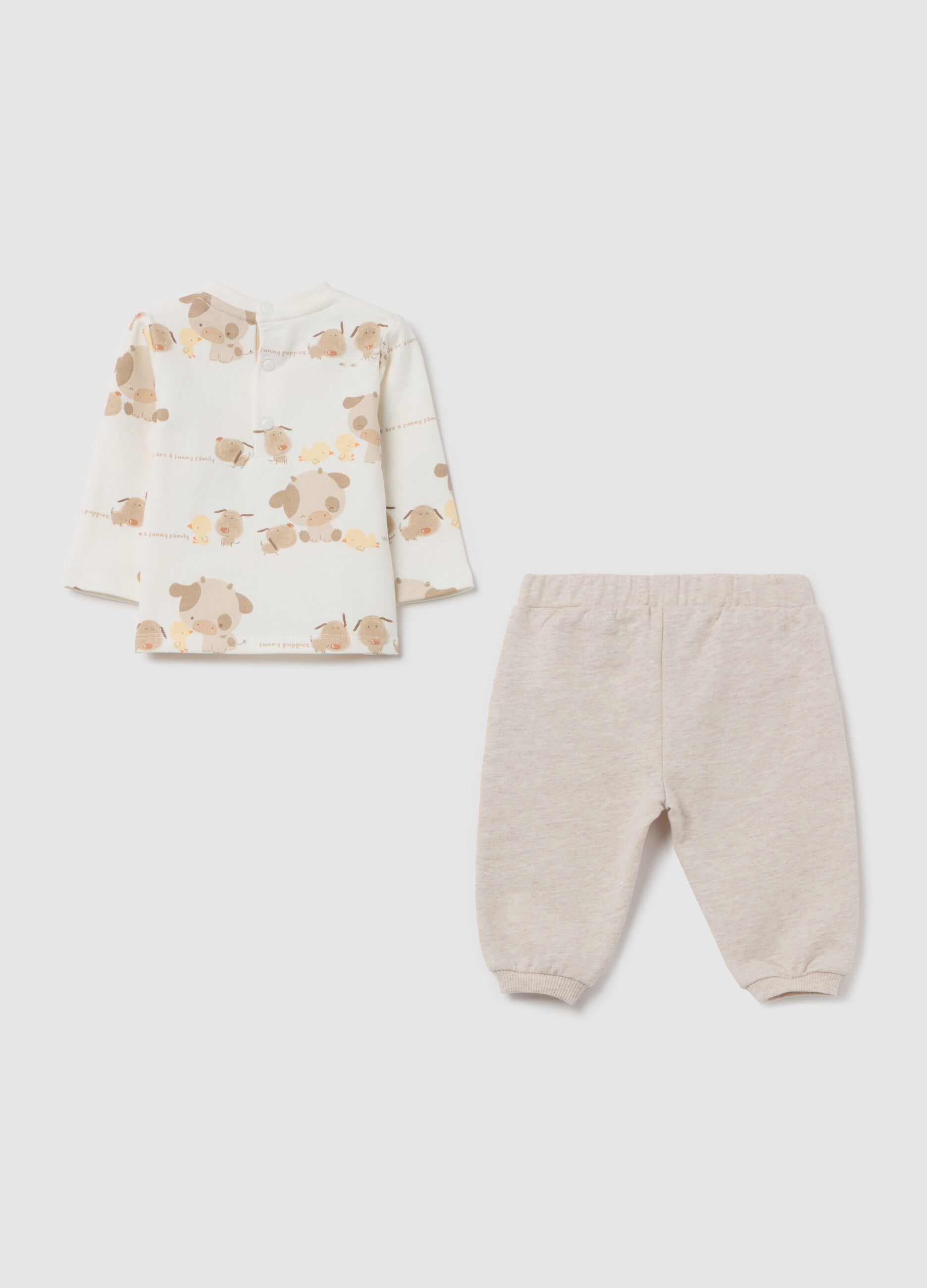 Jogging set in cotone stampa animali fattoria 