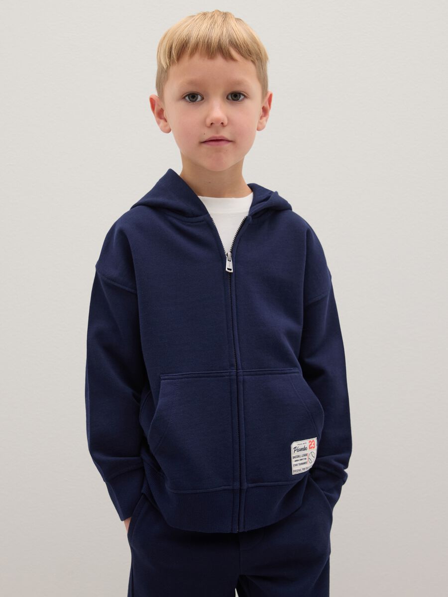 Felpa da bambino in puro cotone blu regular fit_1