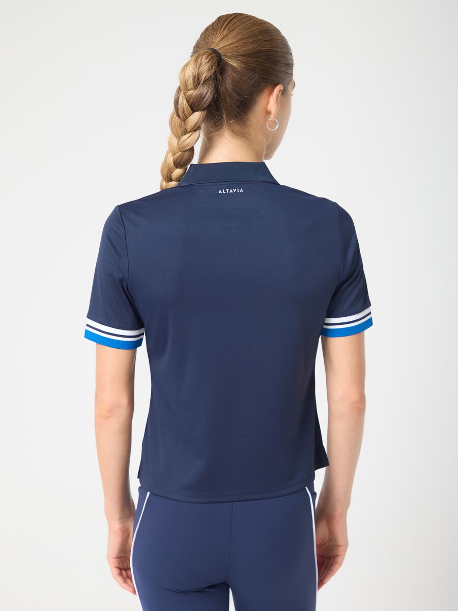 Breathable technical fabric polo with striped sleeves ALTAVIA COURT_3