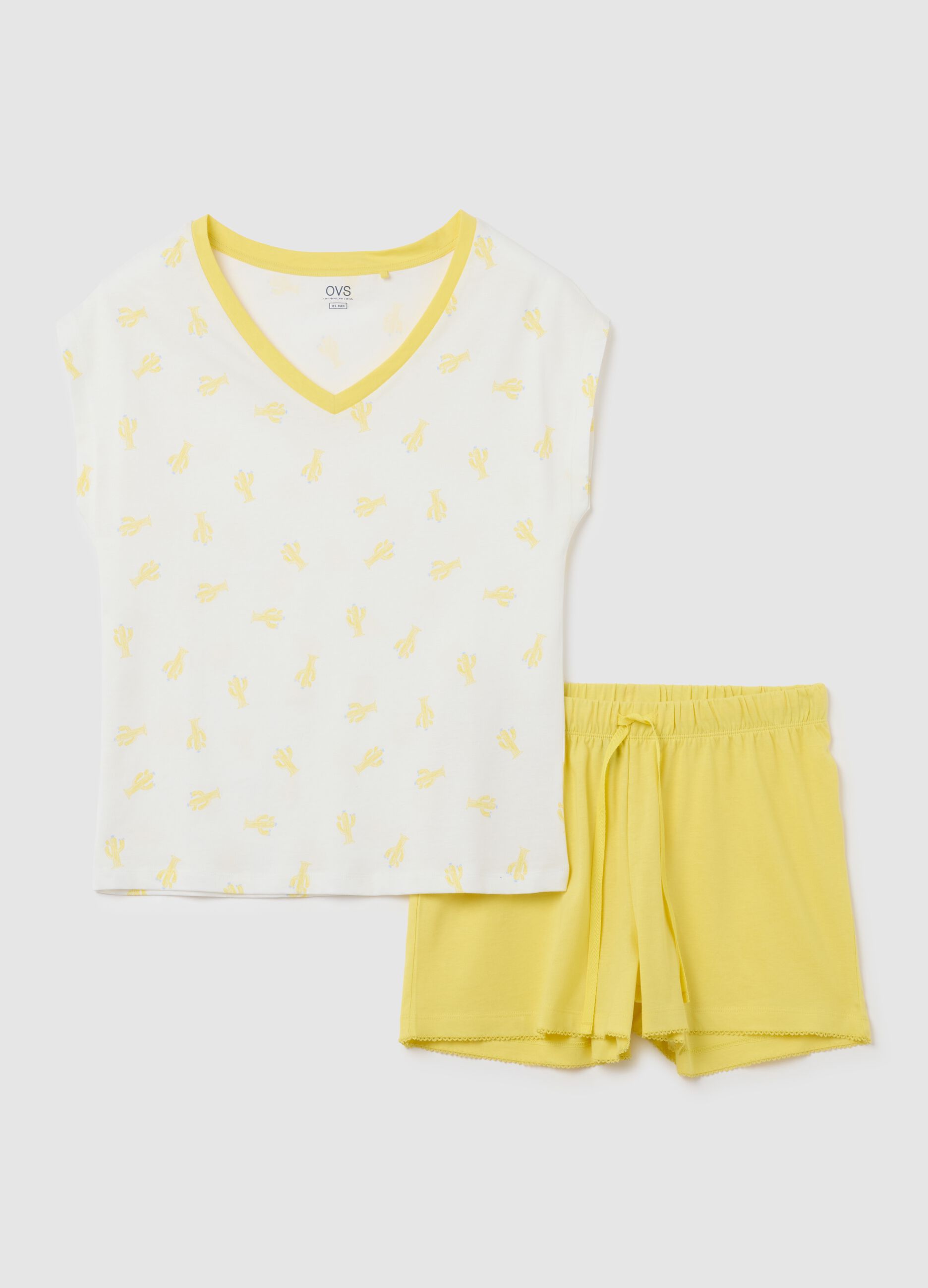 Completo pigiama da donna in puro cotone multicolor regular fit