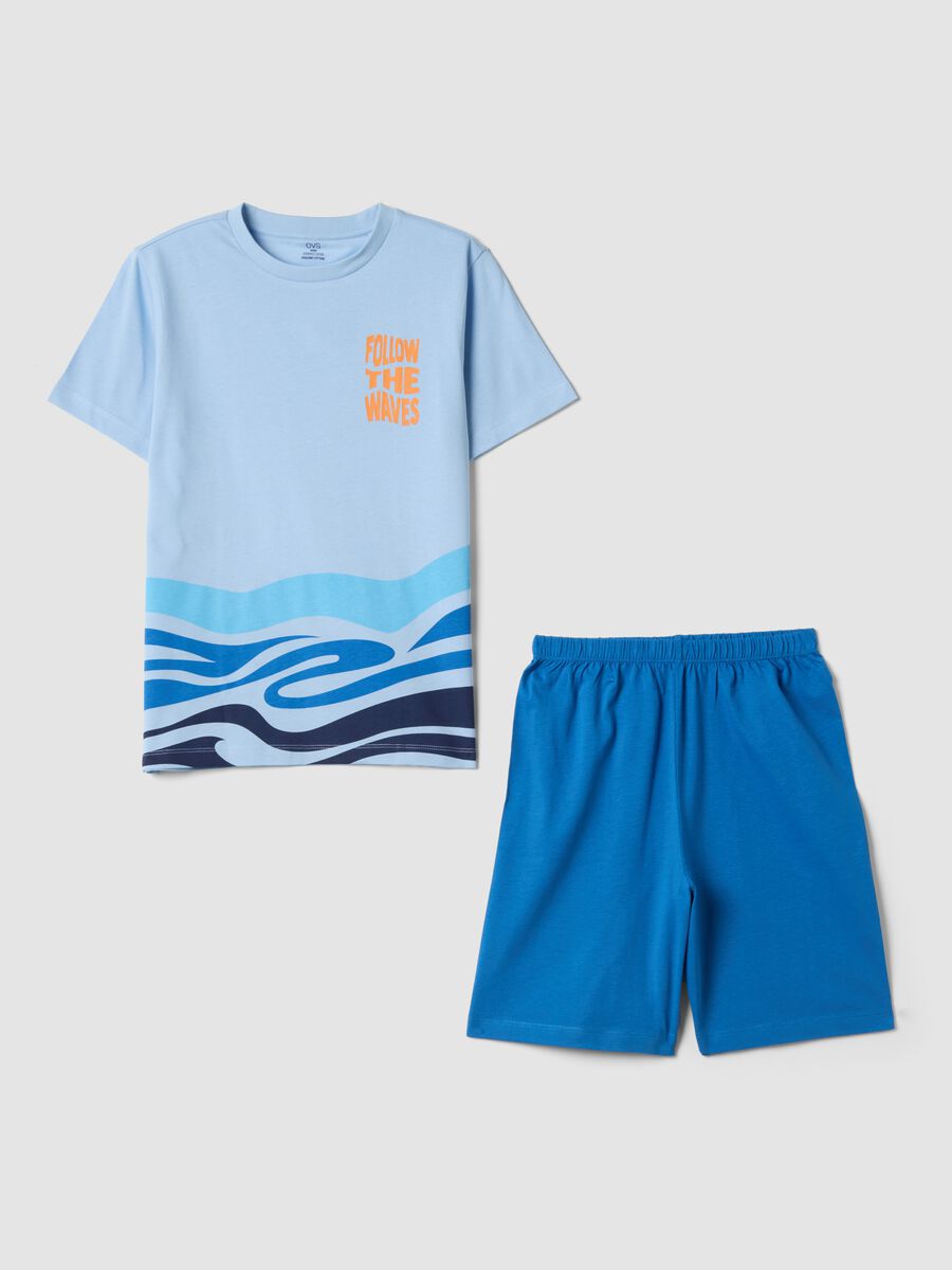Pigiama azzurro in puro cotone organico per bambini regular fit_0