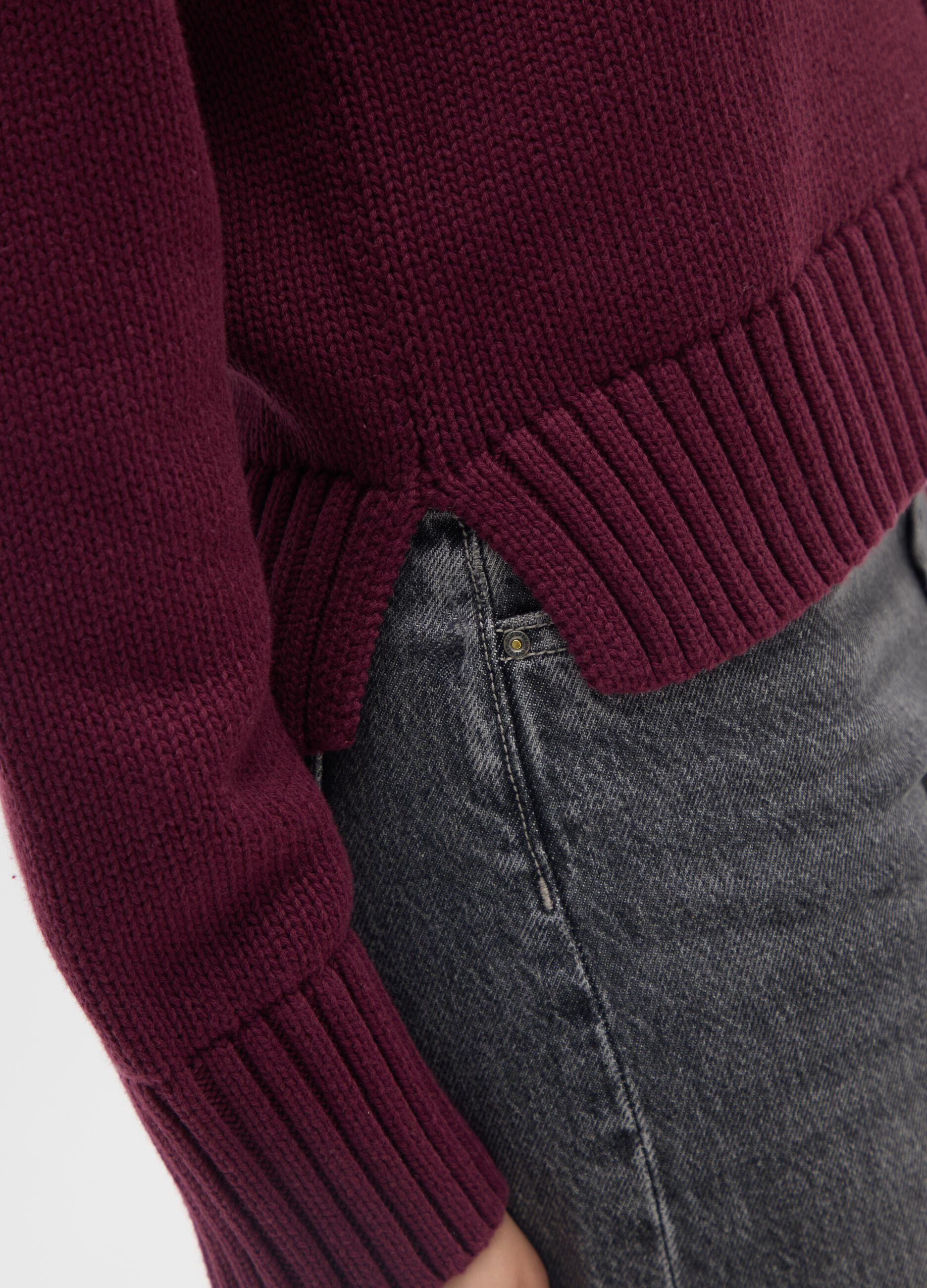 Purple Cotton Turtleneck Sweater