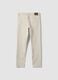 Beige slim-fit stretch cotton twill trousers_2