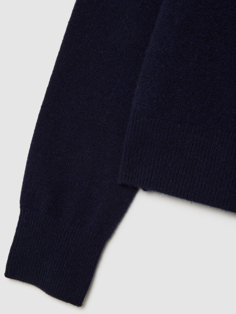 Blue Pure Wool Cardigan Regular Fit_5