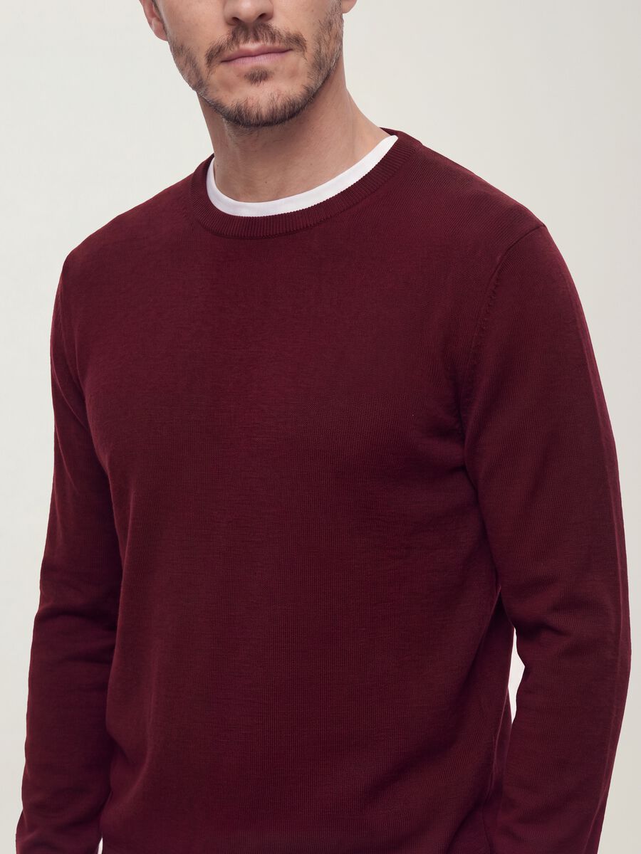 Maglia girocollo rossa in misto viscosa regular fit_4