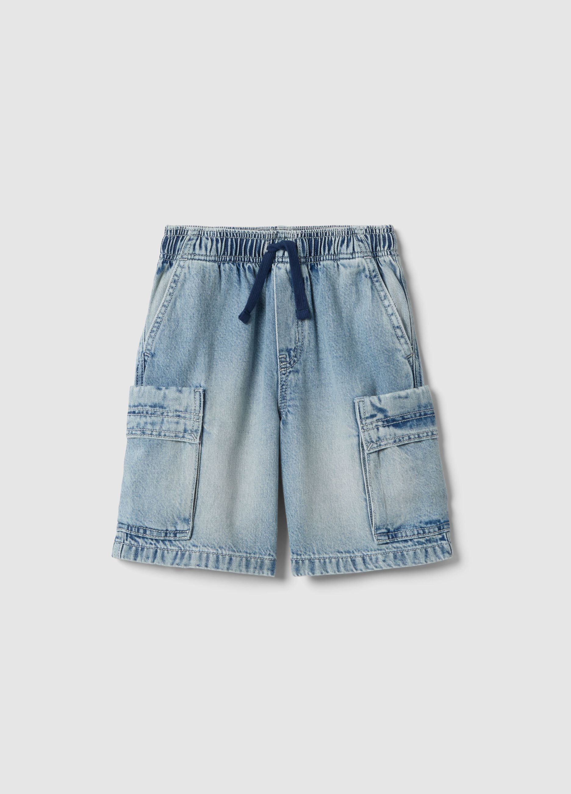 Baggy pure cotton blue shorts for boys