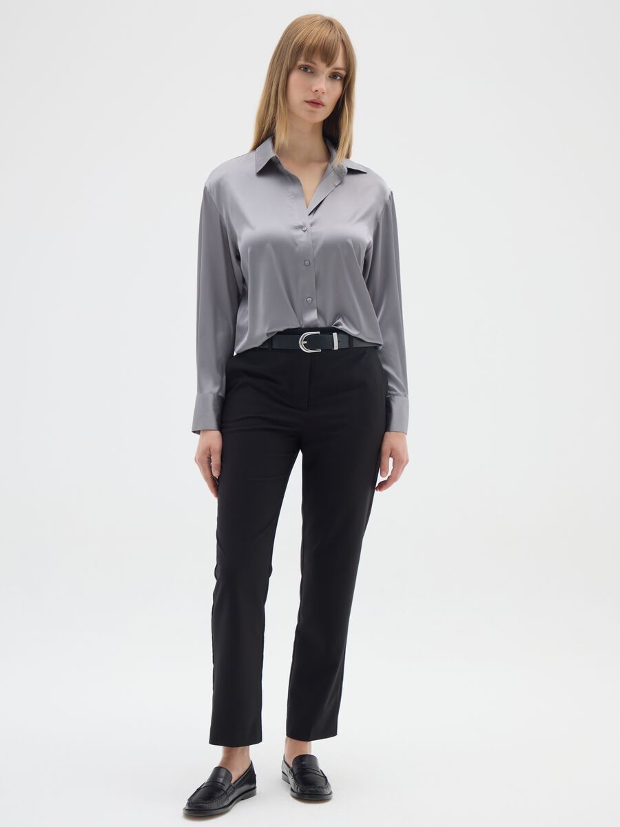 Black Slim Elasticated Trousers_0
