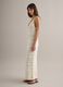 Long white pure cotton slim fit dress with mesh texture_1