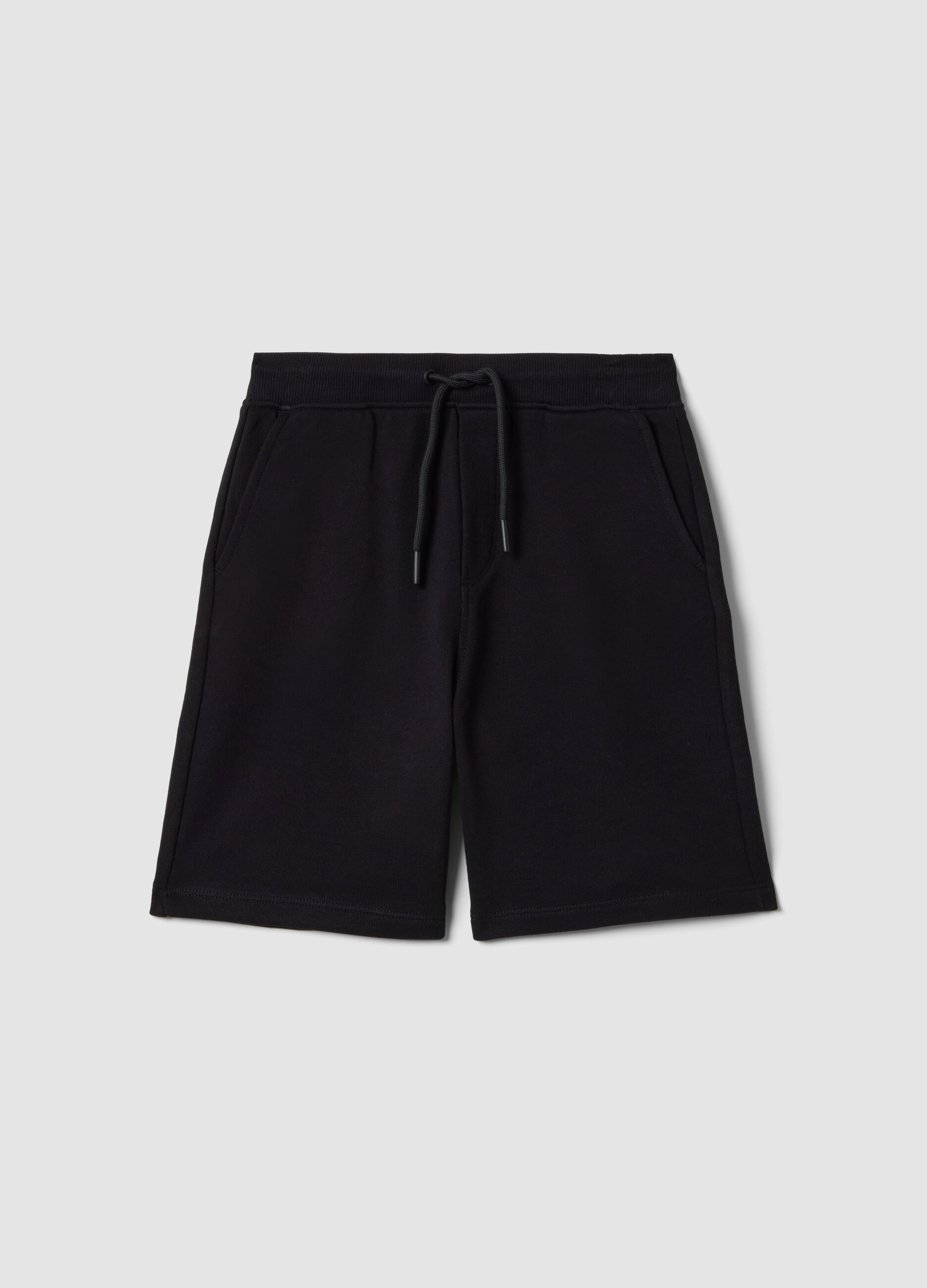 Boys&rsquo; black pure cotton slim-fit shorts